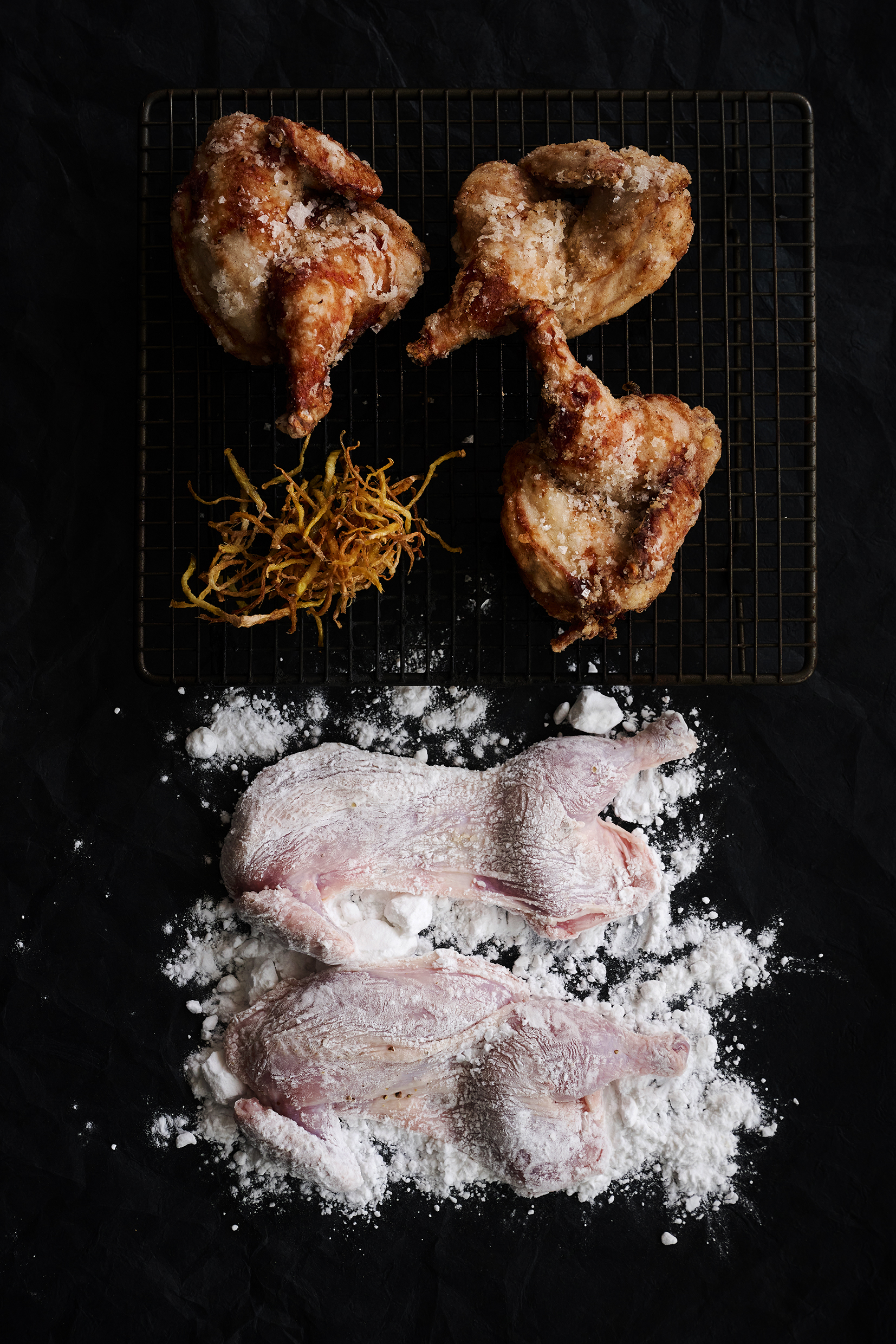 Sake-fried spatchcock with ginger sesame rice