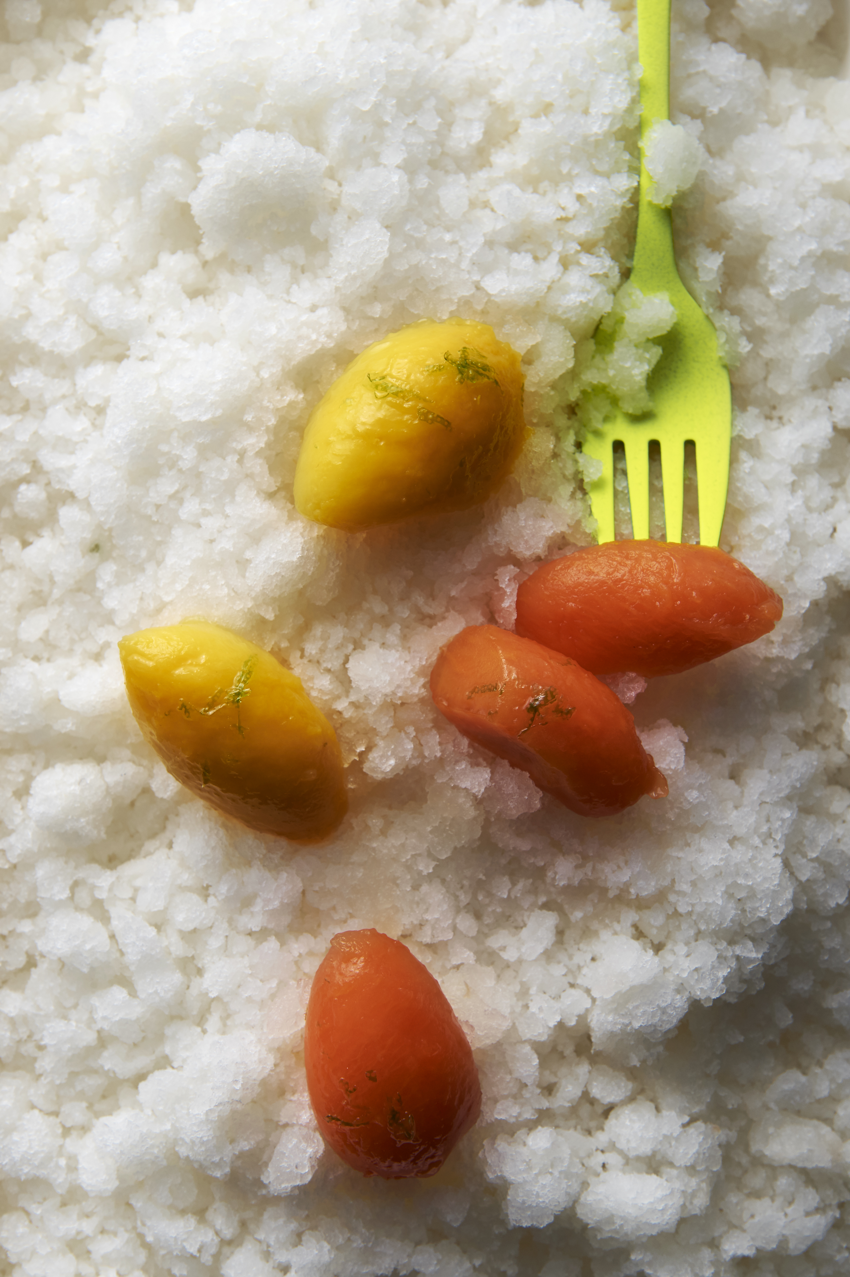 Mango, pawpaw and lime salad with ginger granita