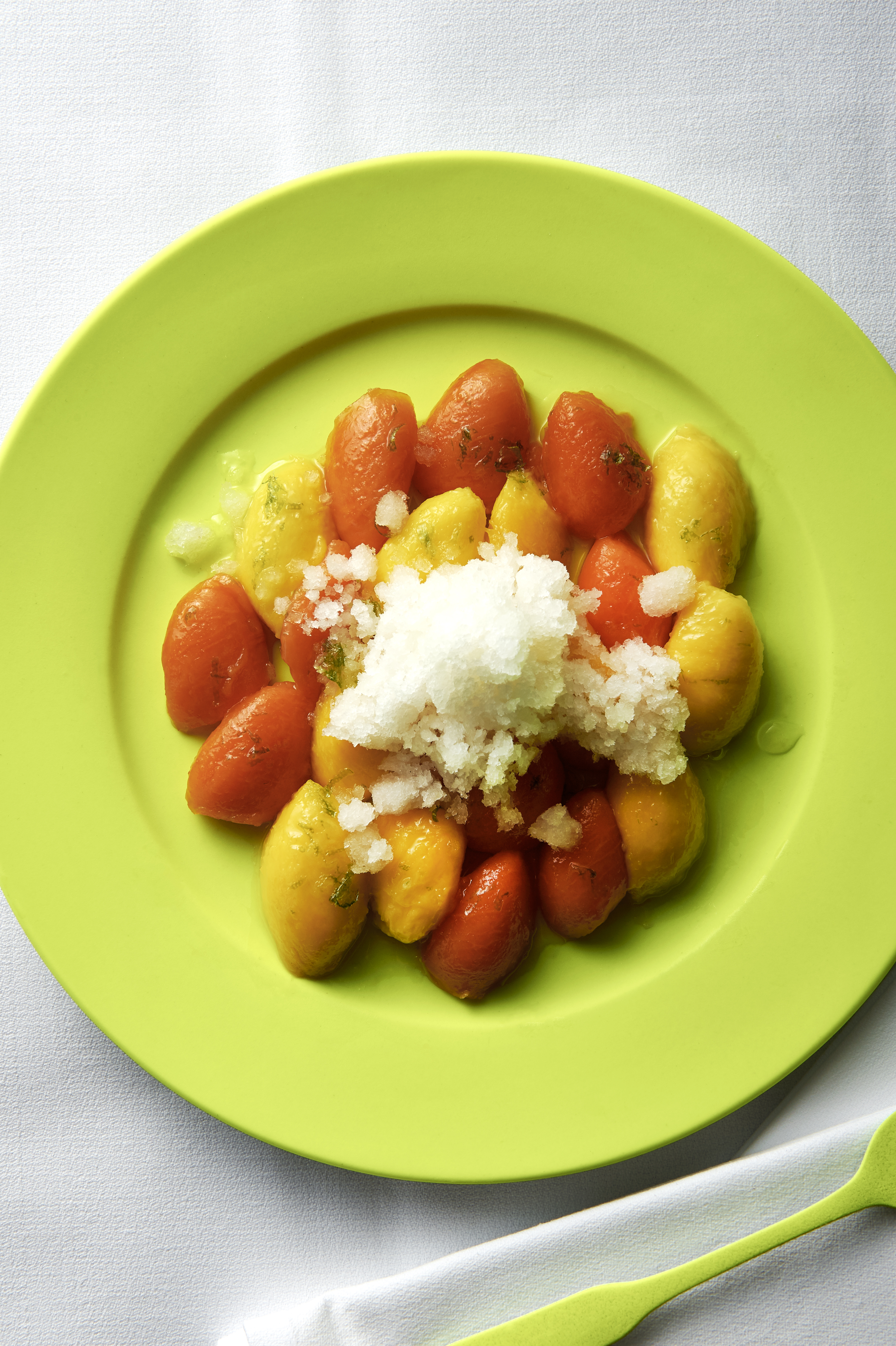 Mango, pawpaw and lime salad with ginger granita