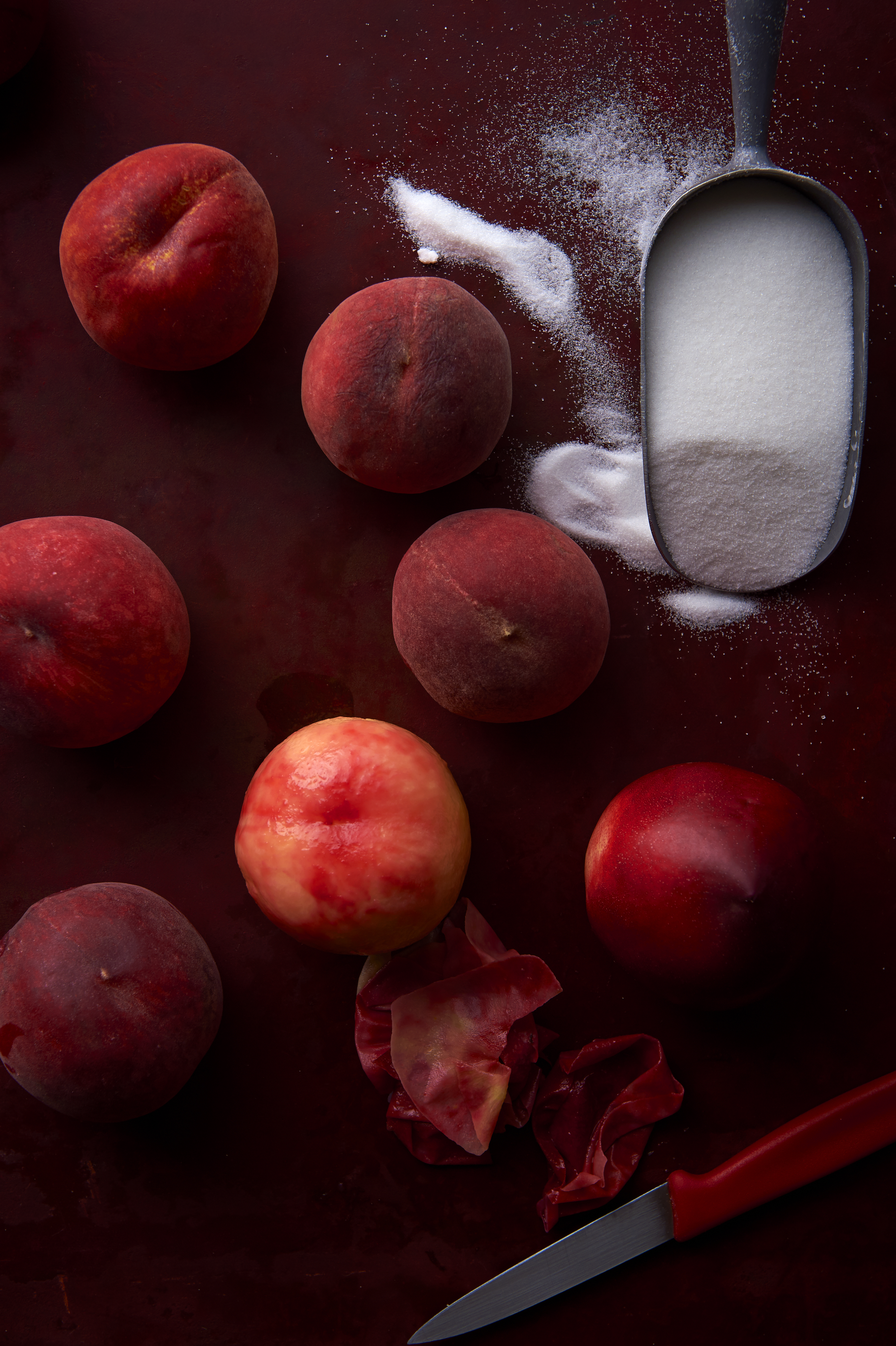 White peach and nectarine salad with Champagne granita