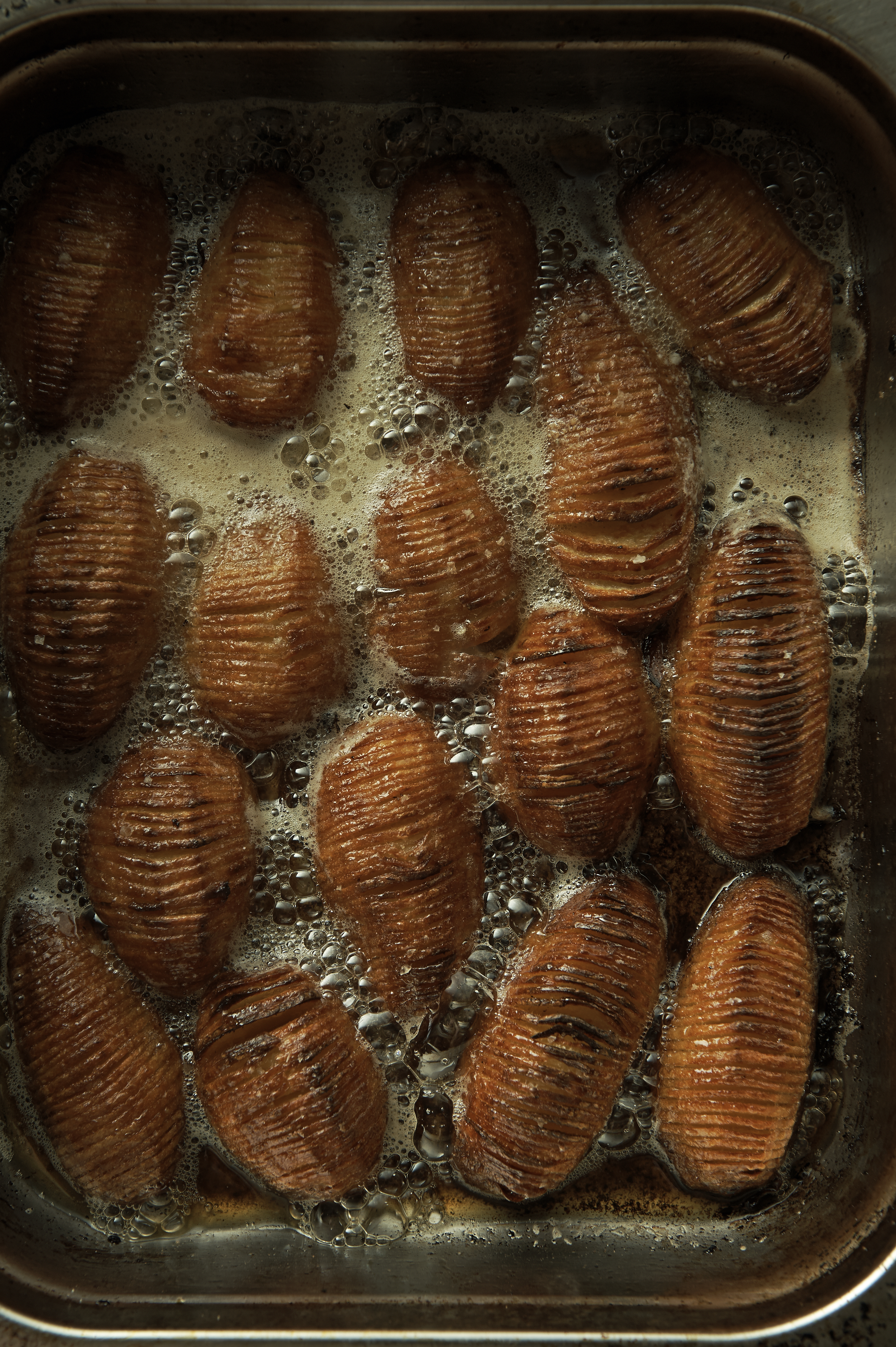 Corned beef hash and hasselback potatoes