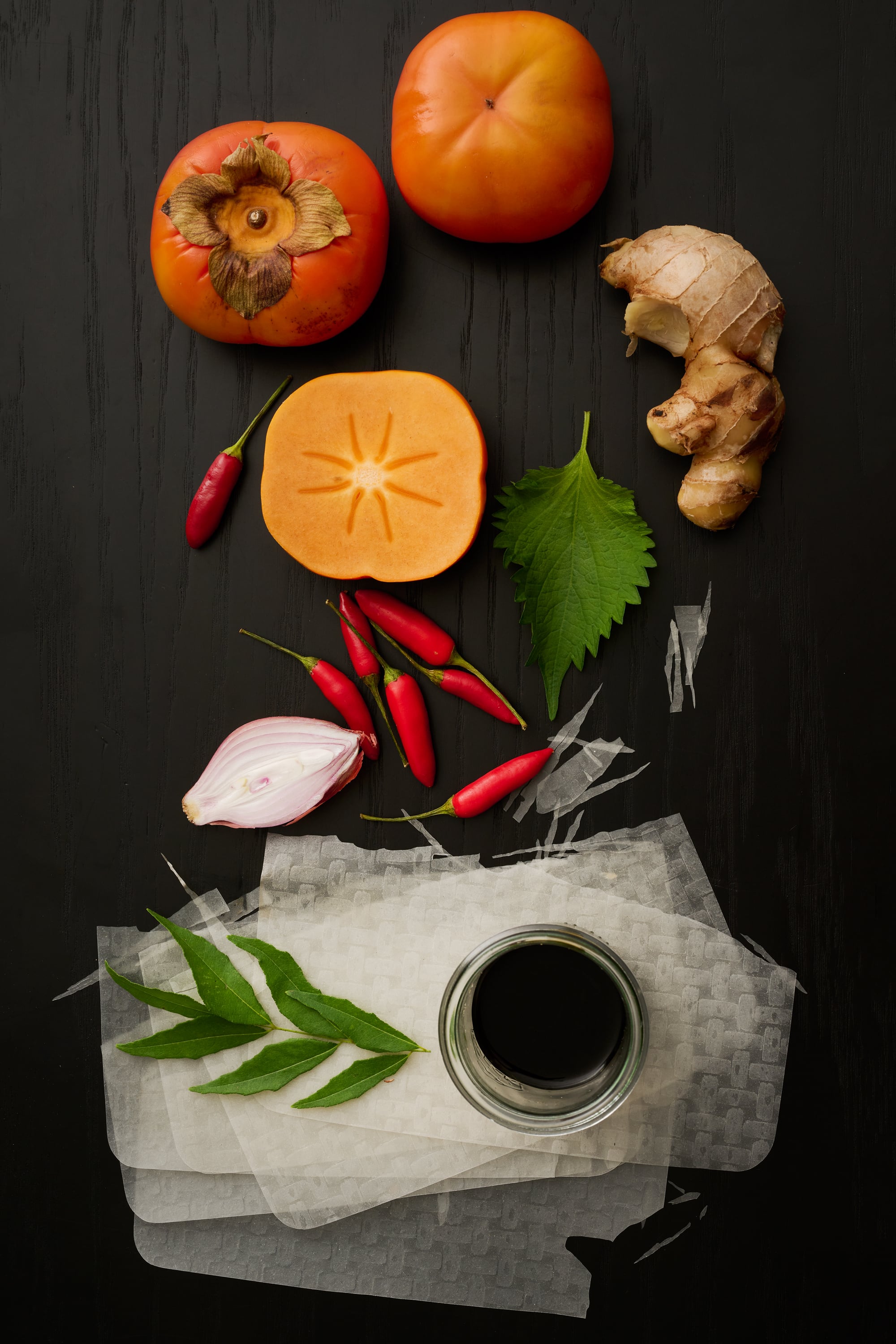Vegetables scattered across a table.