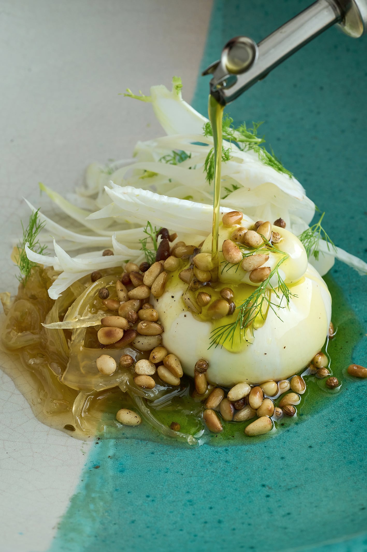 Fennel marmalata with shaved fennel and burrata salad