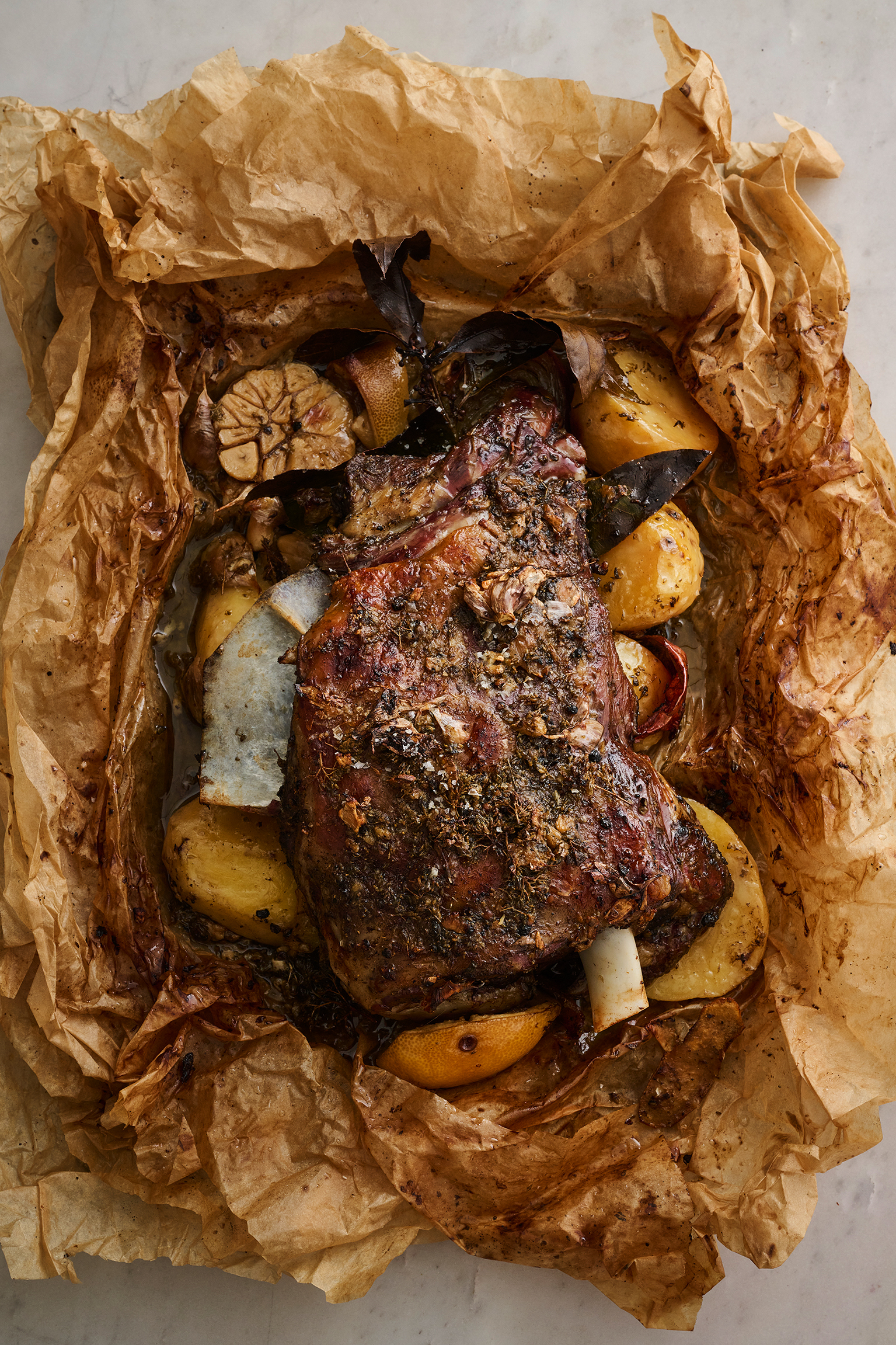 Parcel slow-roasted lamb shoulder 