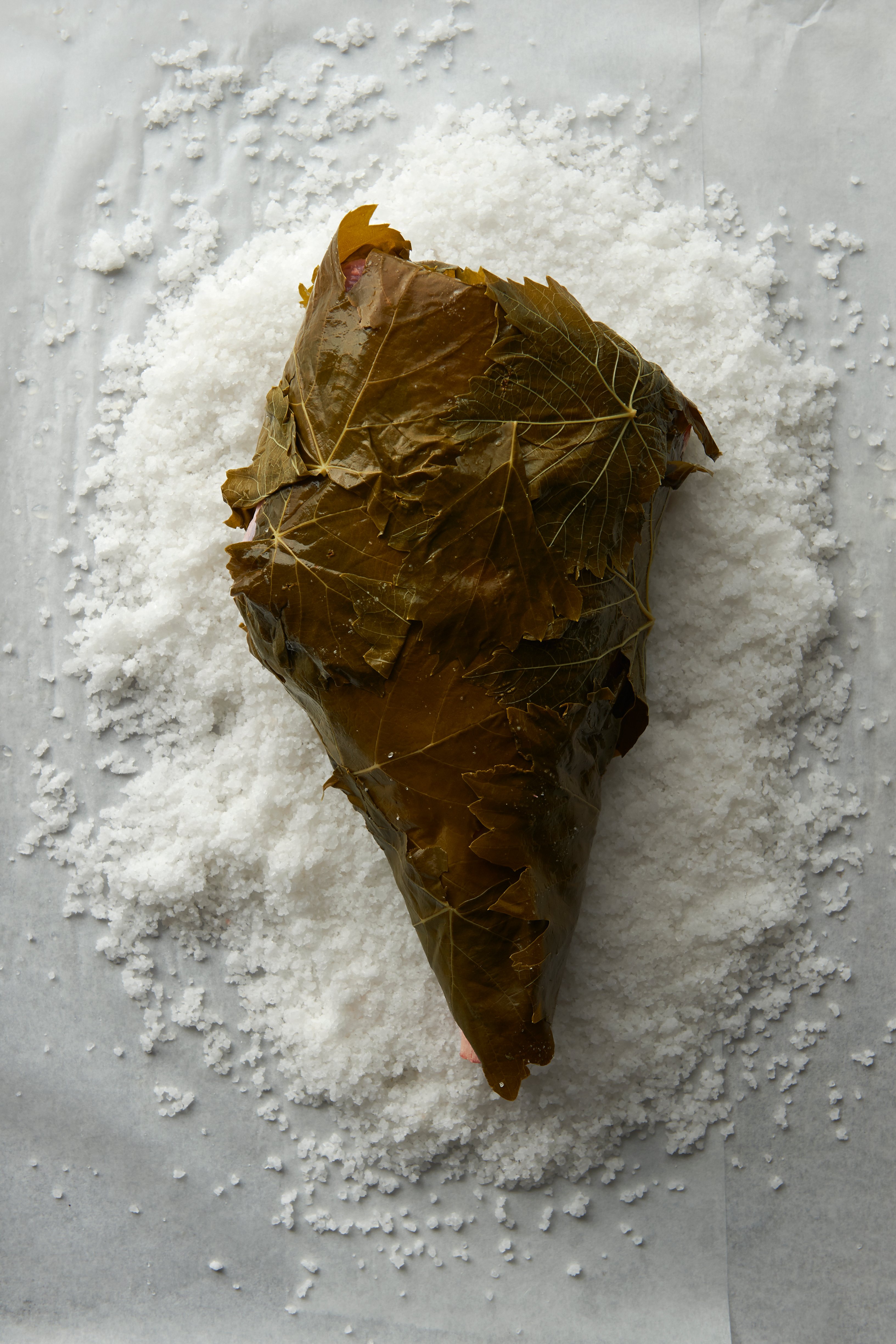 Salt-baked lamb