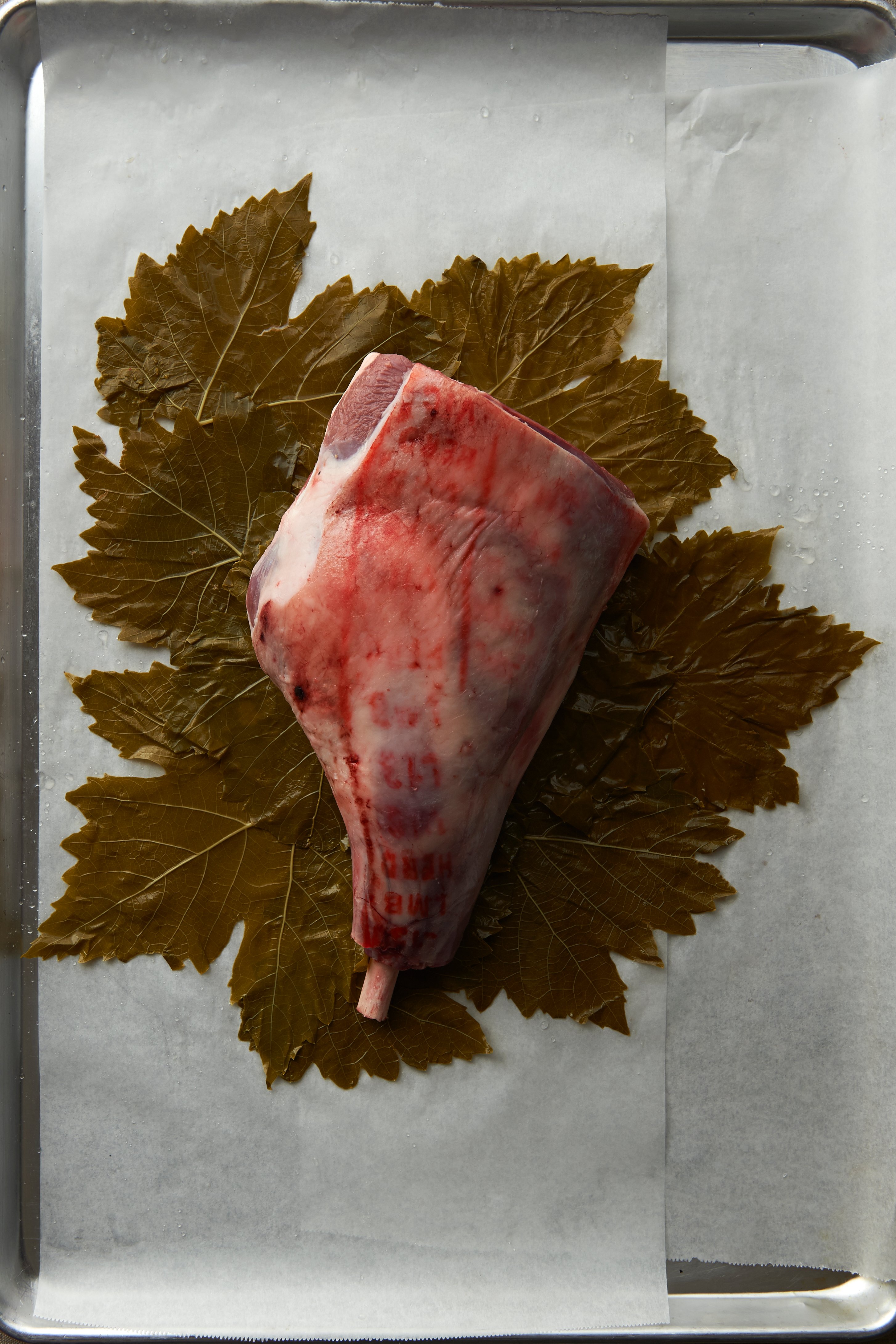 Salt-baked lamb