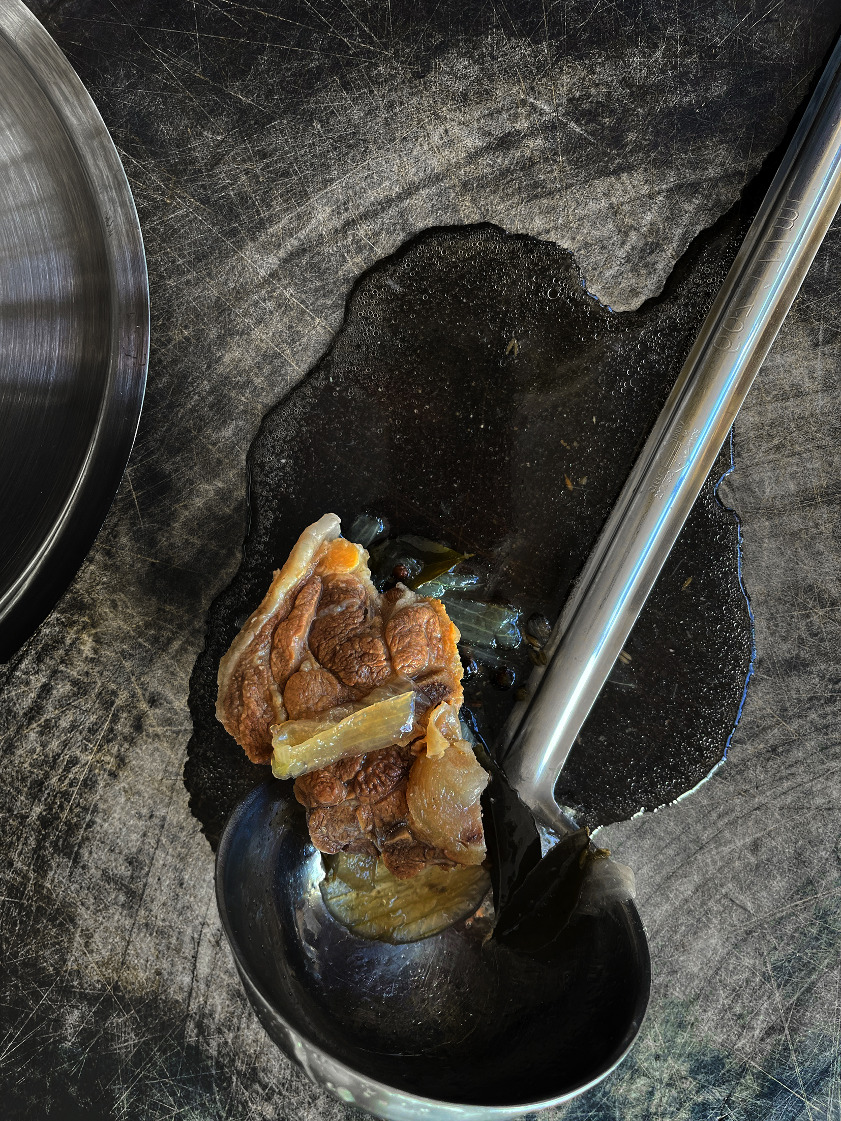 A chunk of cooked lamb.