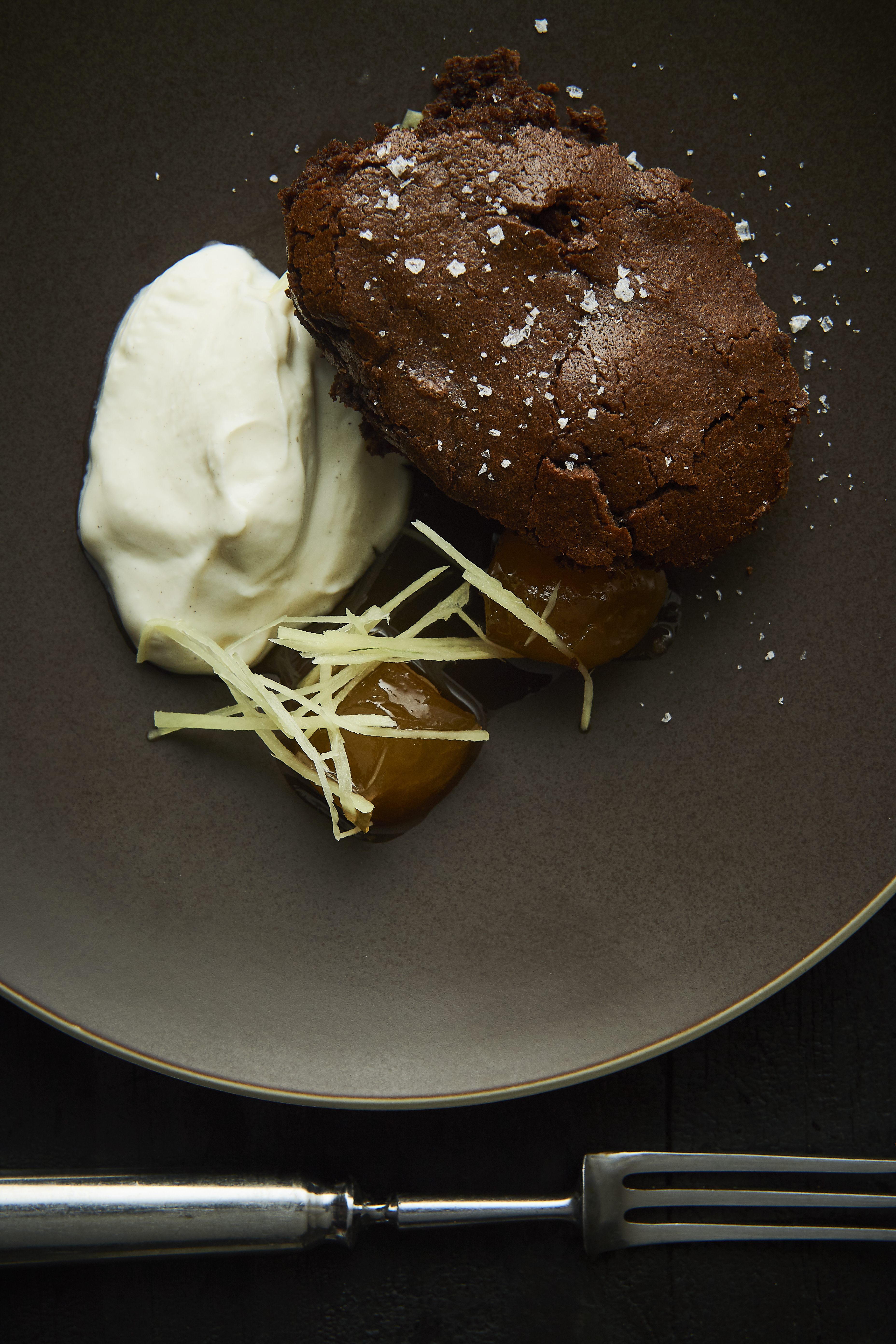 Licorice molasses cake with candied ginger