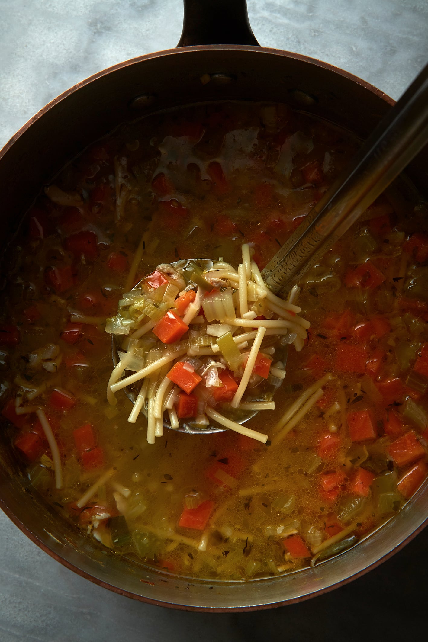 Chicken sandwiches and chicken noodle soup
