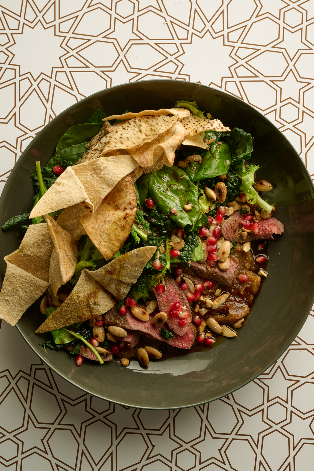 Moroccan lamb salad with crispy pita