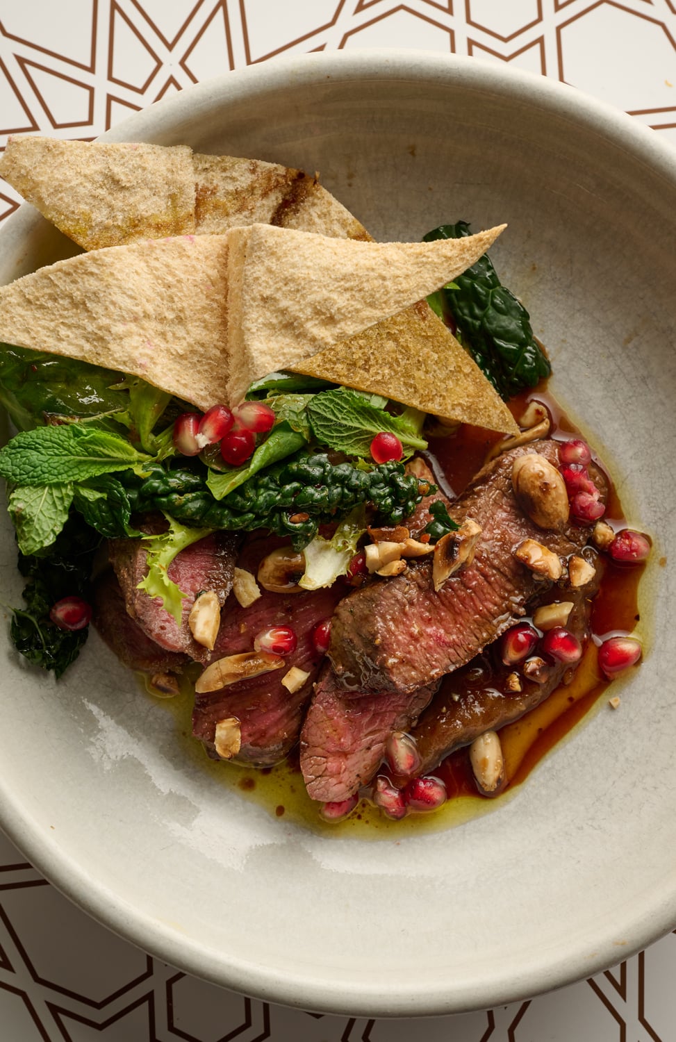 Moroccan lamb salad with crispy pita