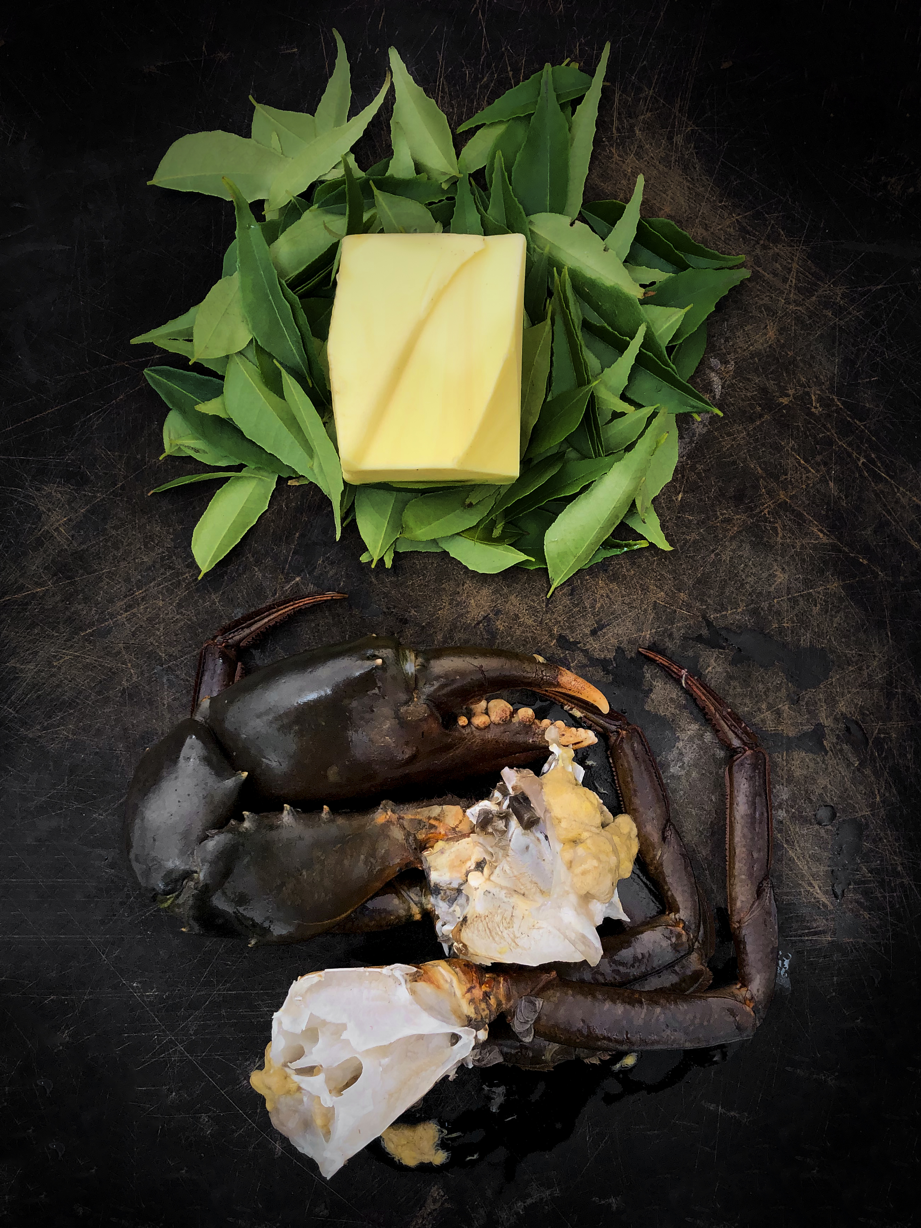Mud crab with  curry leaf butter