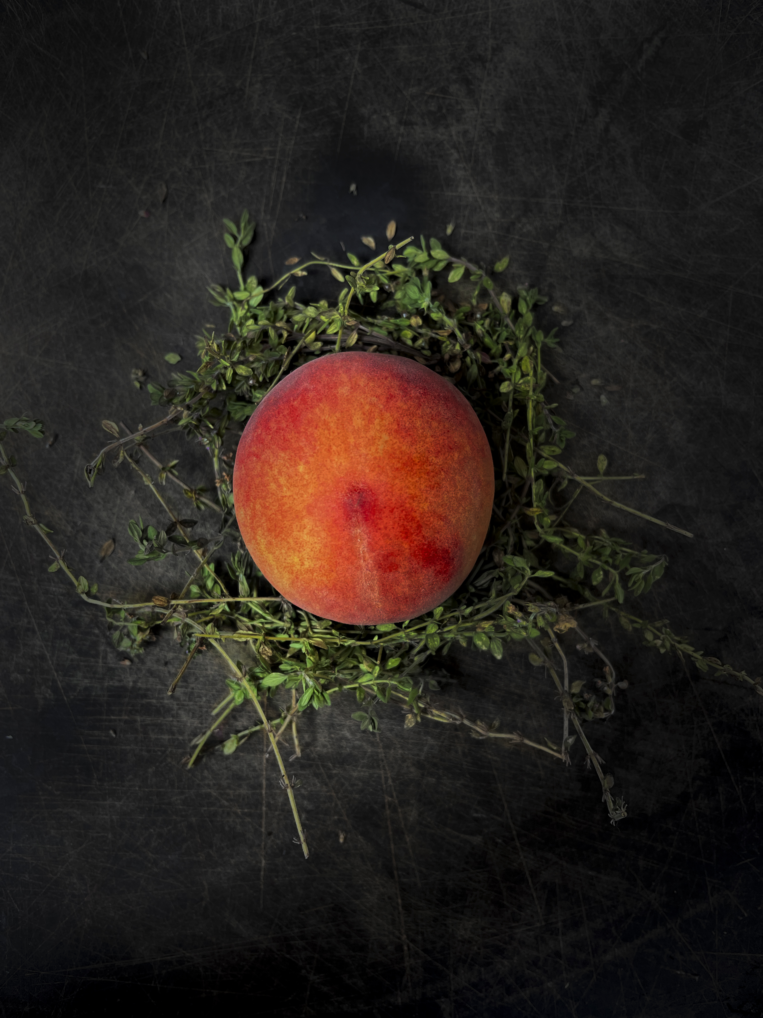 Upside-down peach, almond and polenta cake
