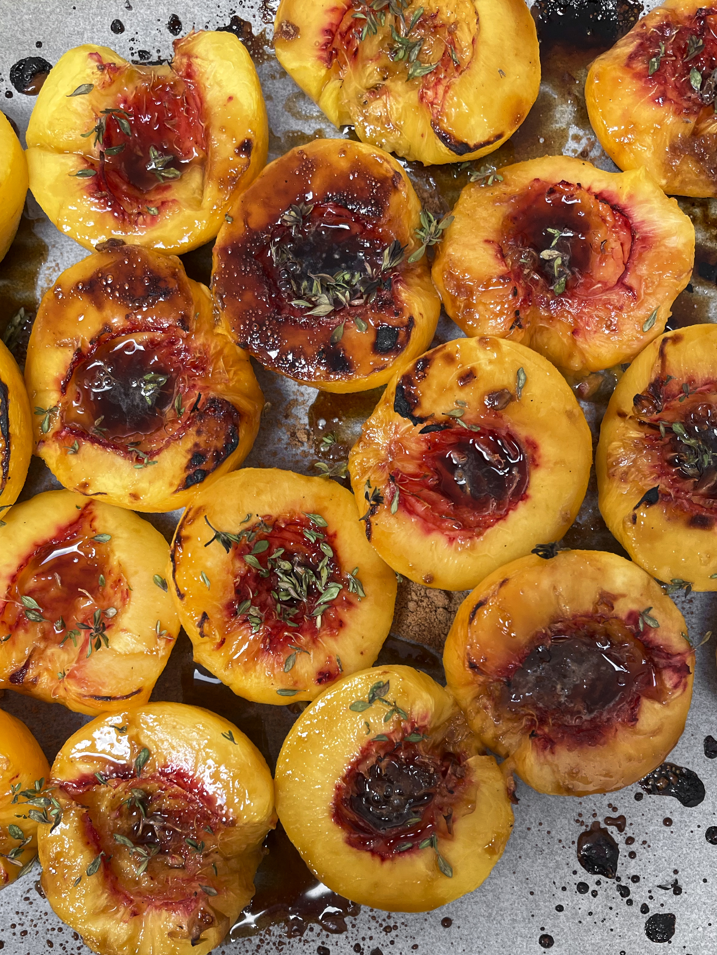Upside-down peach, almond and polenta cake