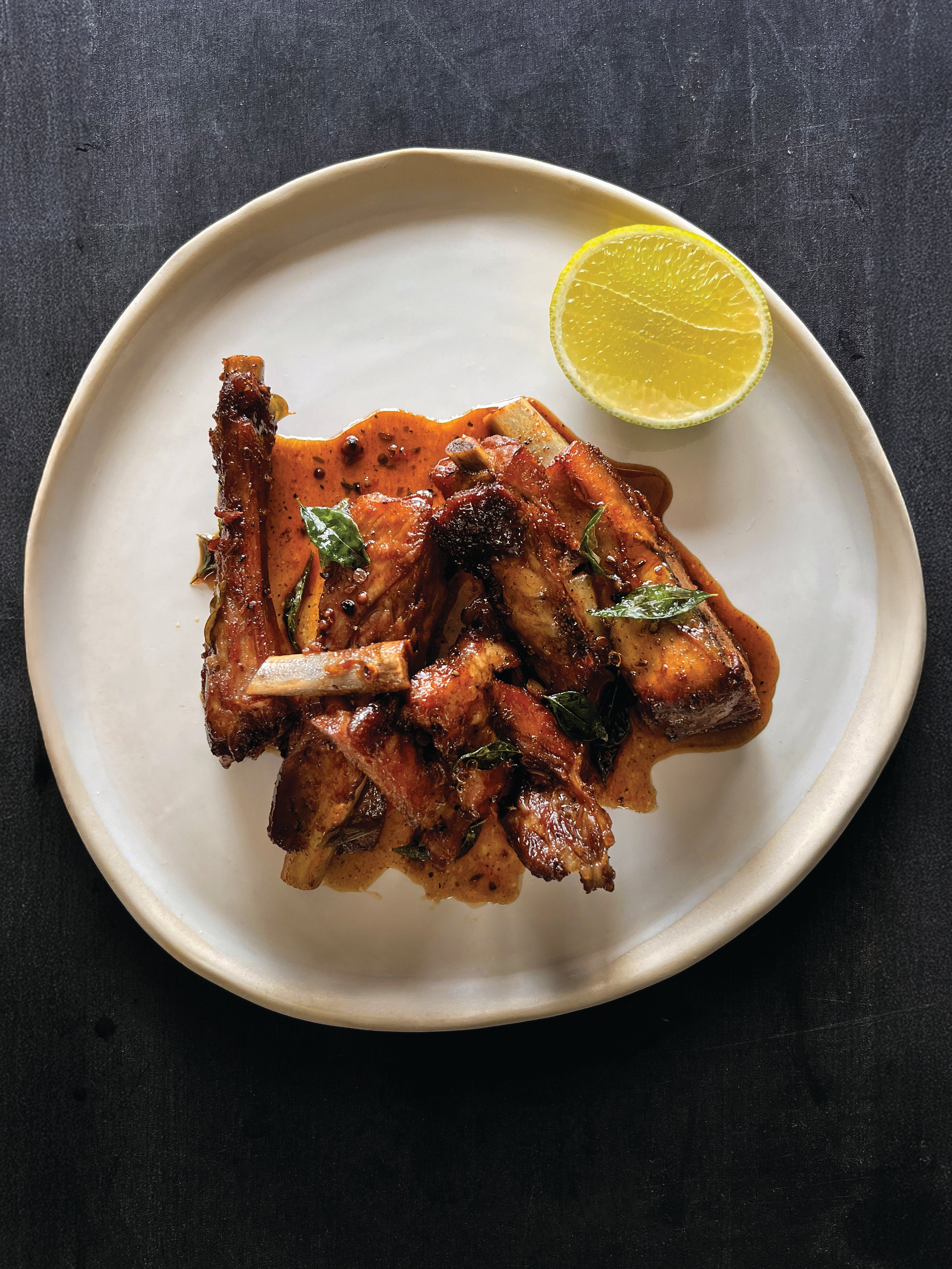 Spiced caramelised lamb ribs