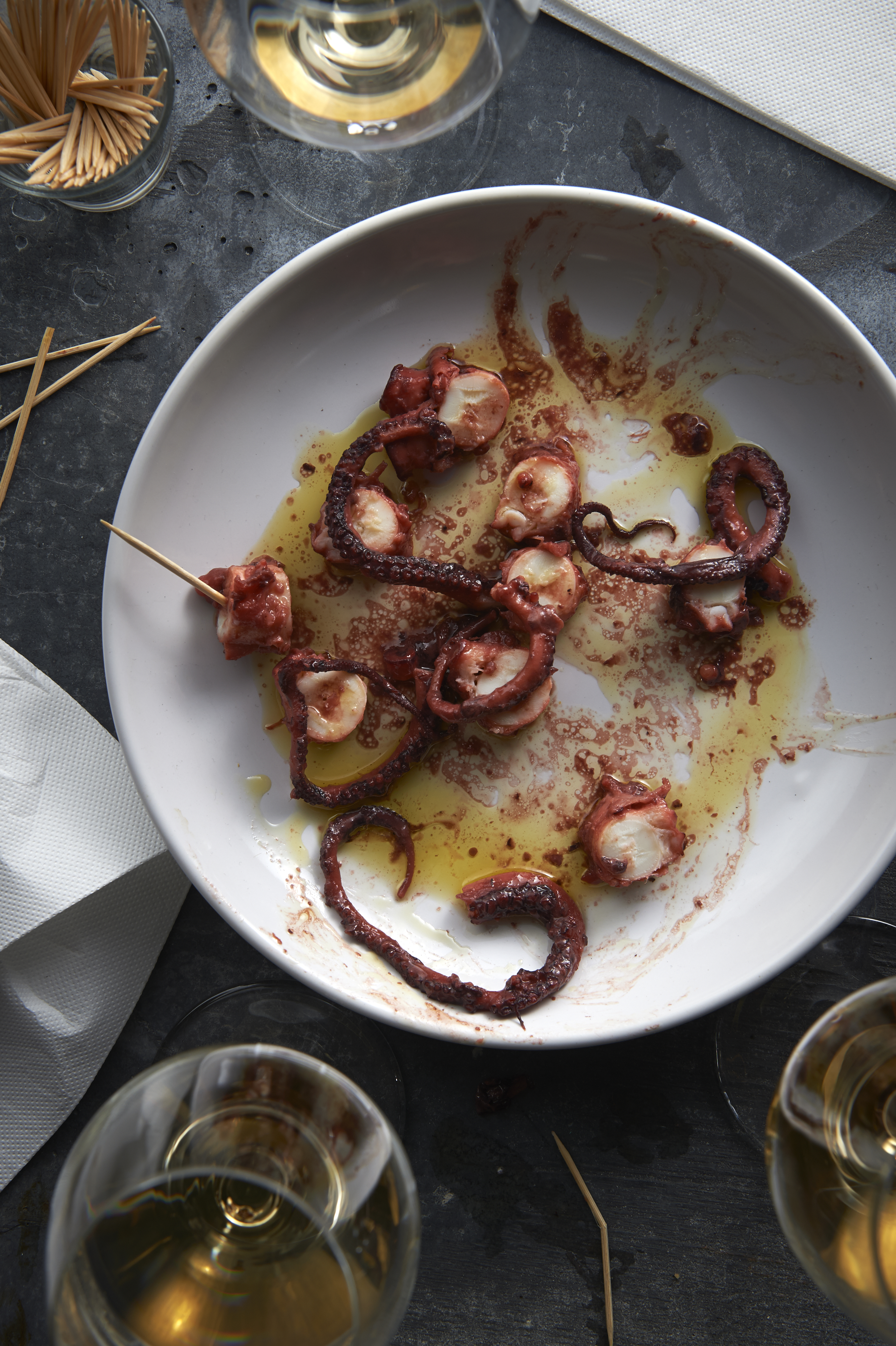 Cooked and dressed octopus