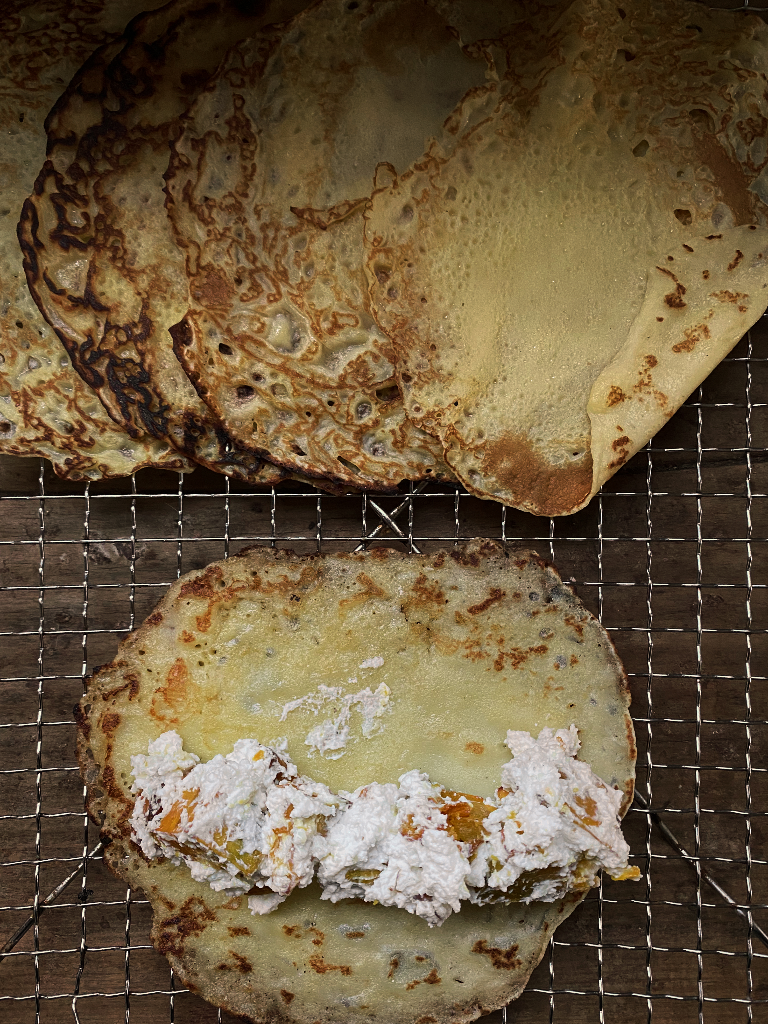 Pumpkin and ricotta crespelle