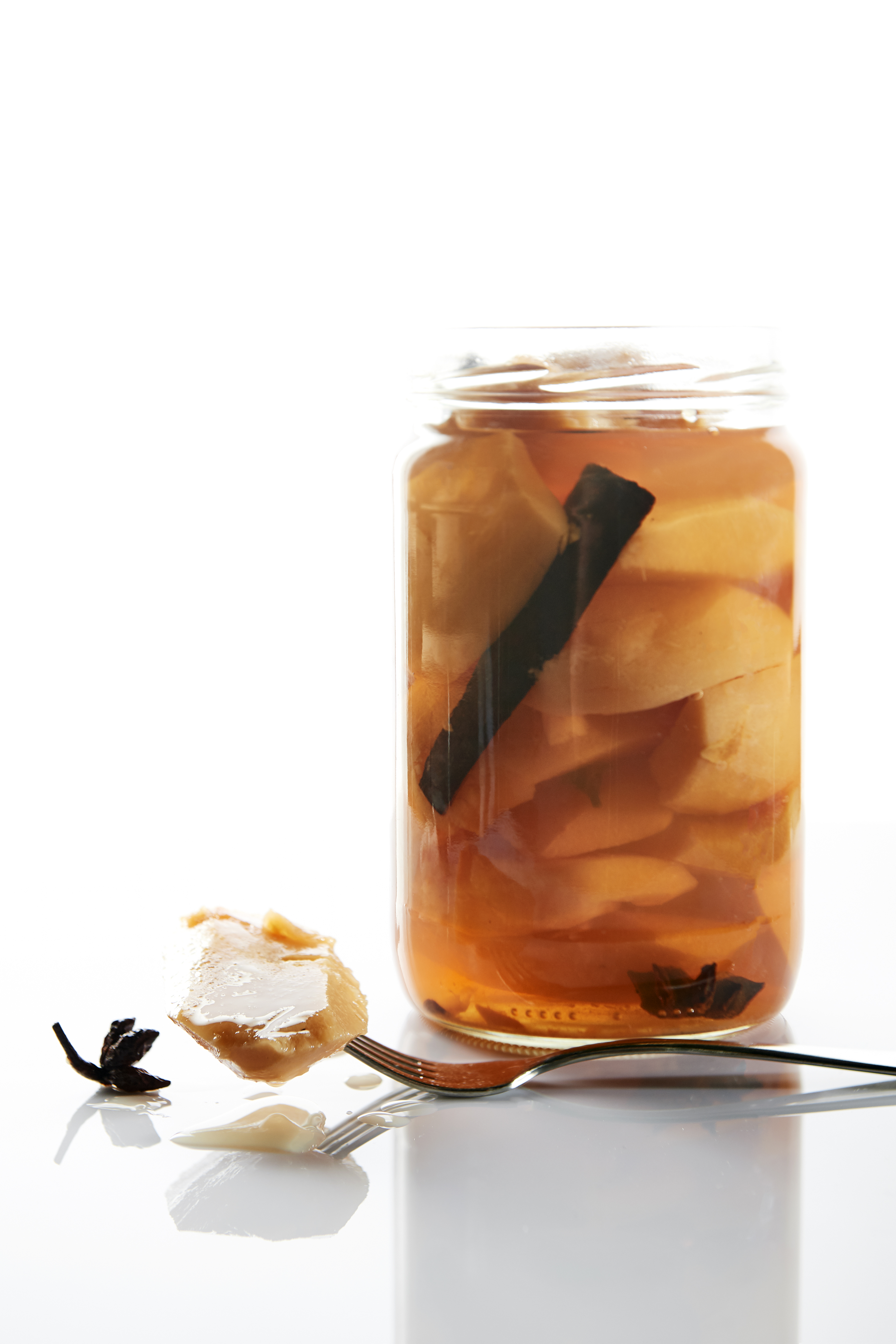 Pickled quince with cime di rapa and bottarga