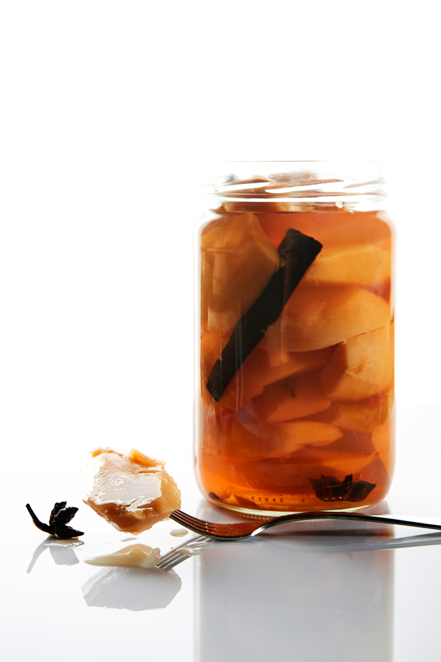 Pickled quince with cime di rapa and bottarga