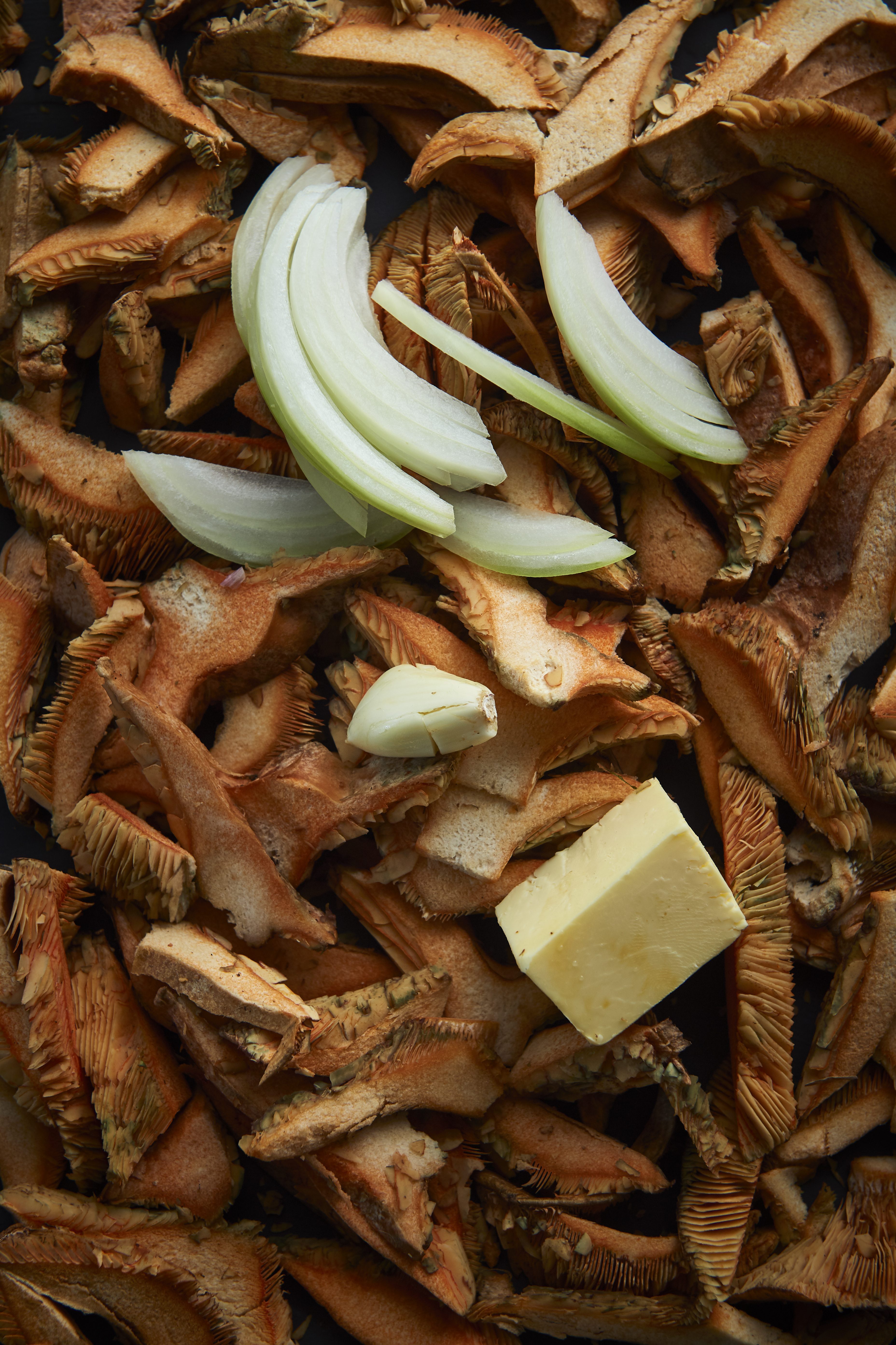 Pine mushroom and hazelnut soup