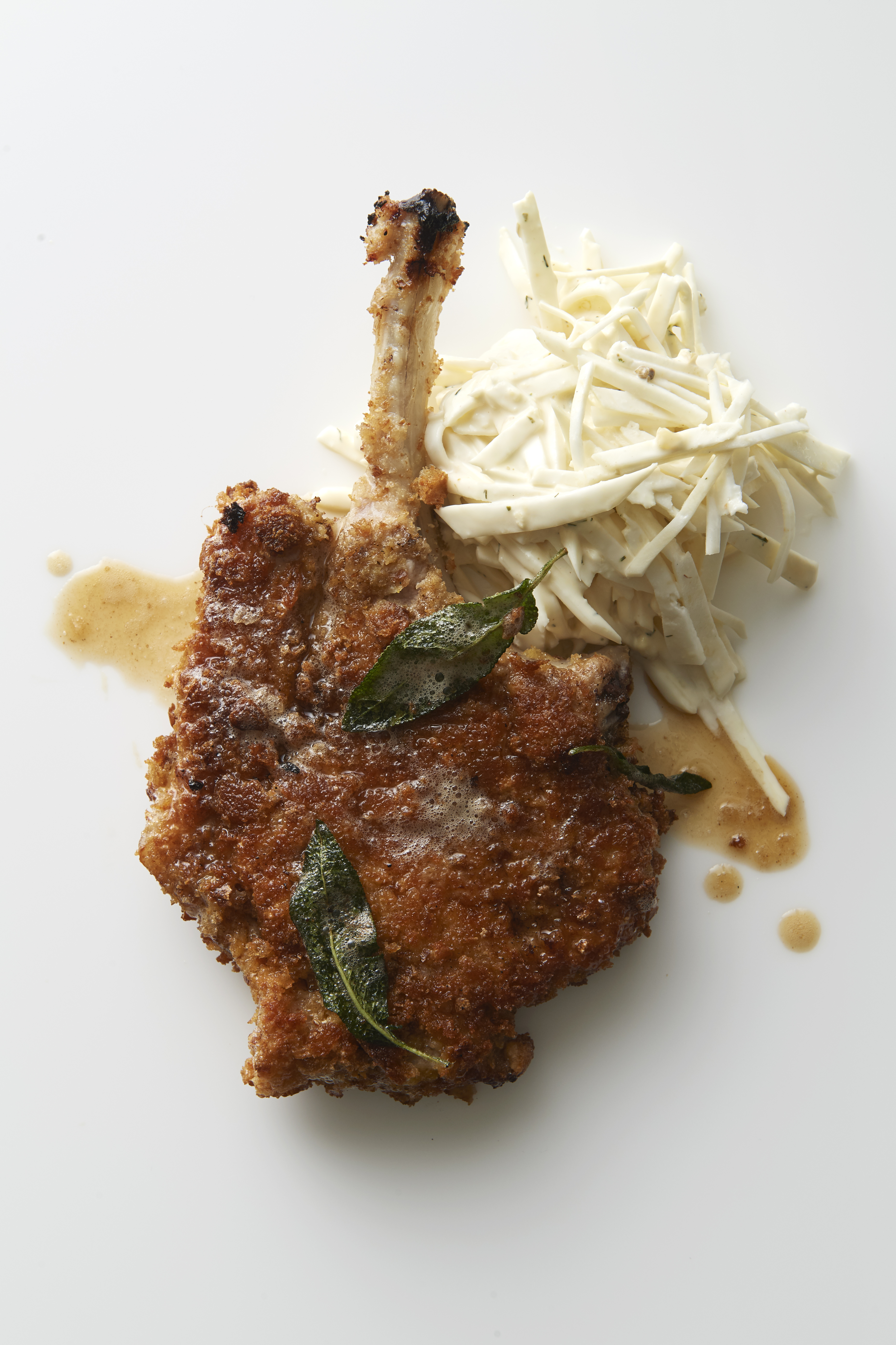Crumbed pork chops with celeriac remoulade
