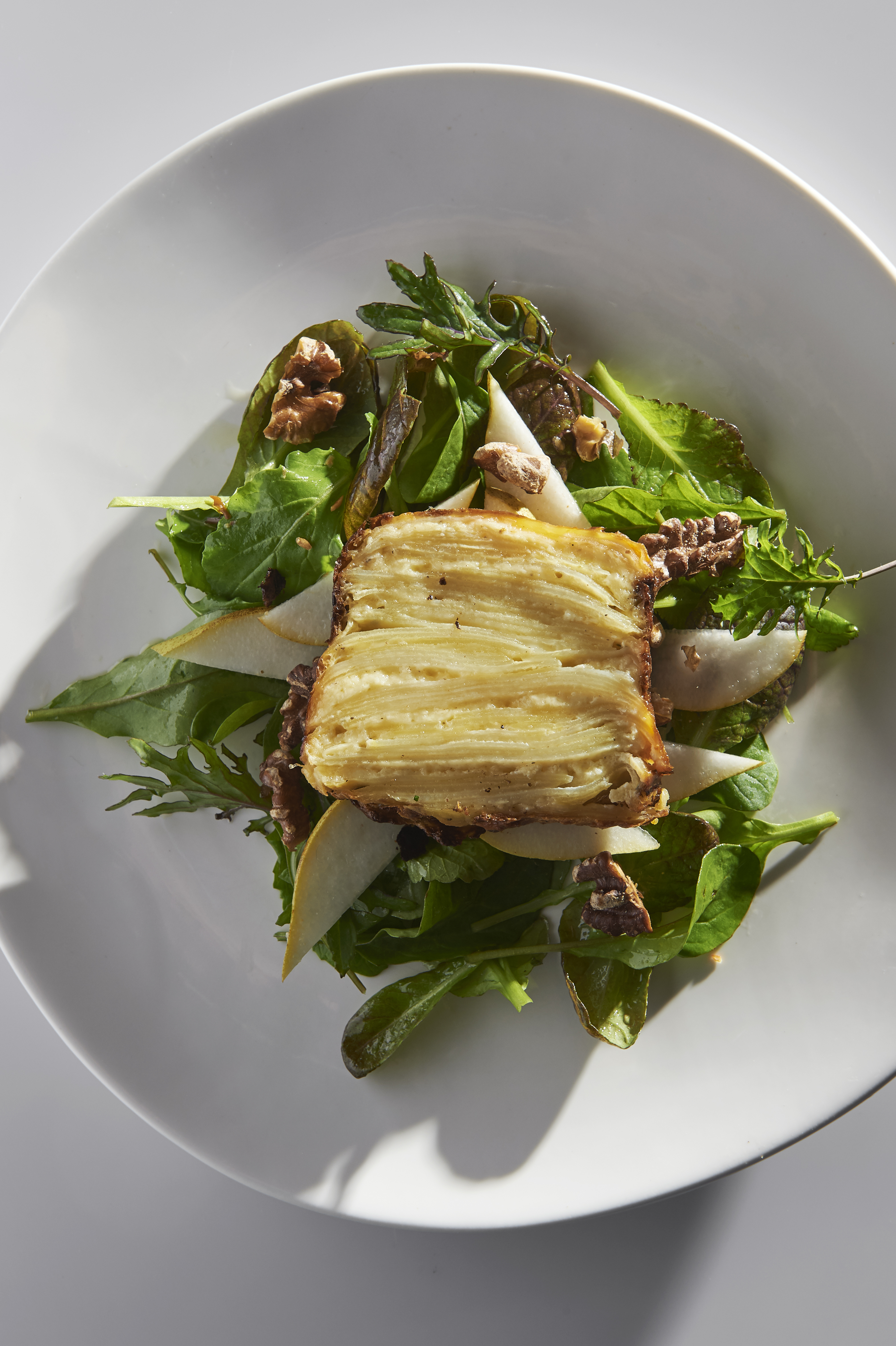 Potato terrine with Gruyere and garlic