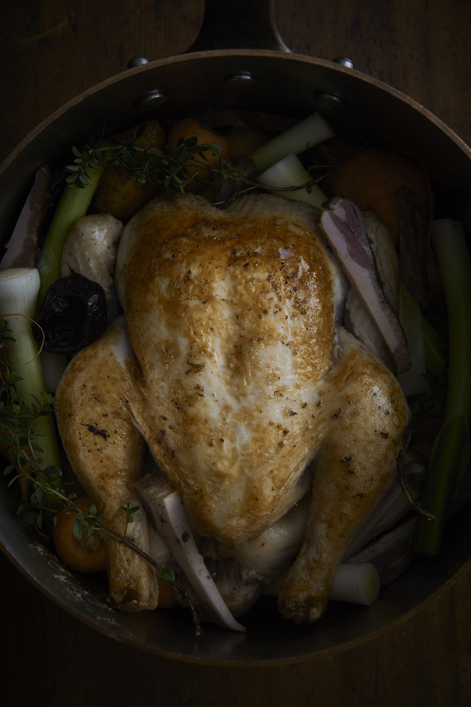 Pot-roasted chicken