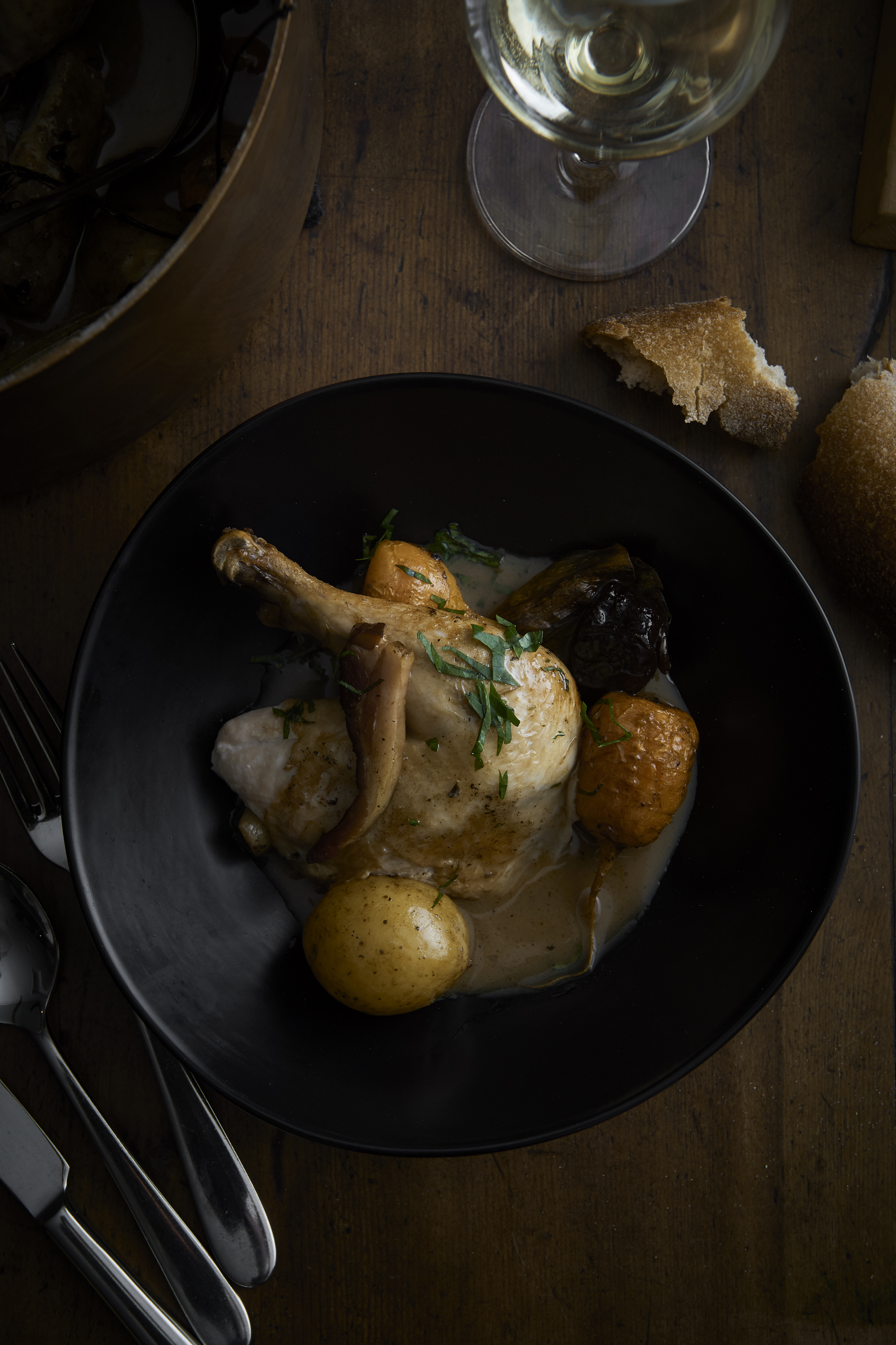 Pot-roasted chicken