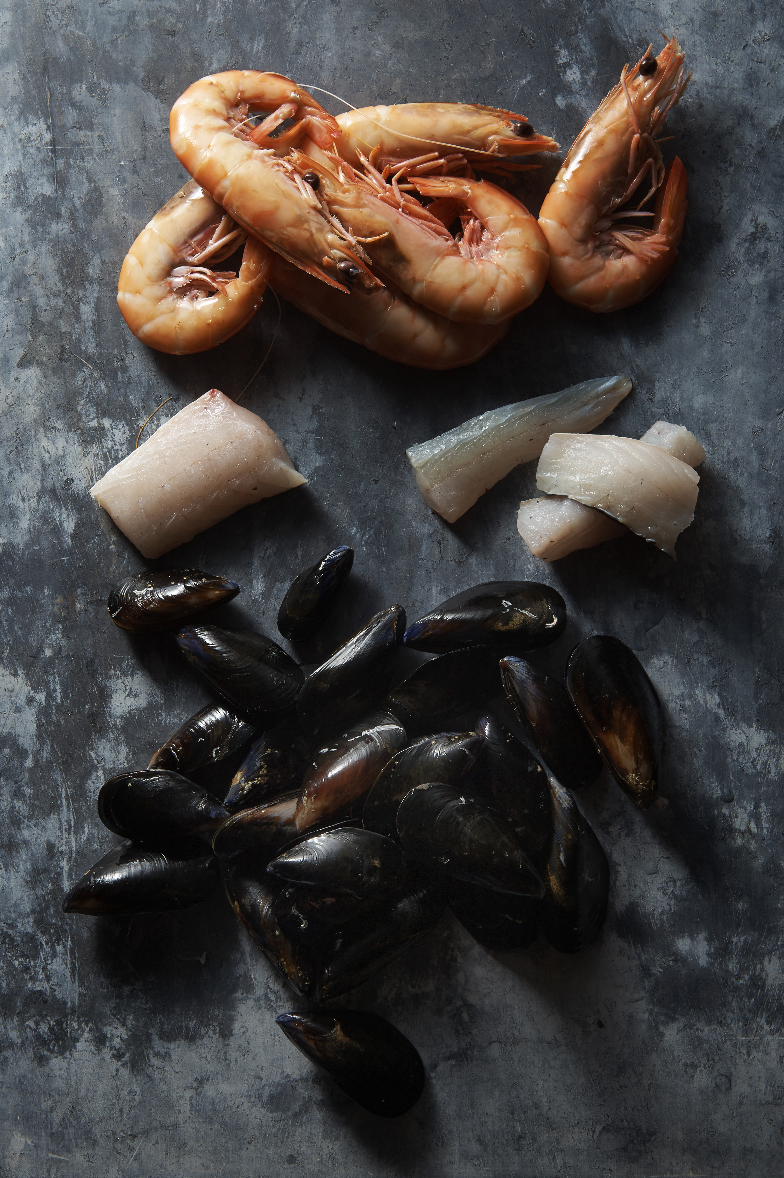 Seafood salad with potatoes and fennel