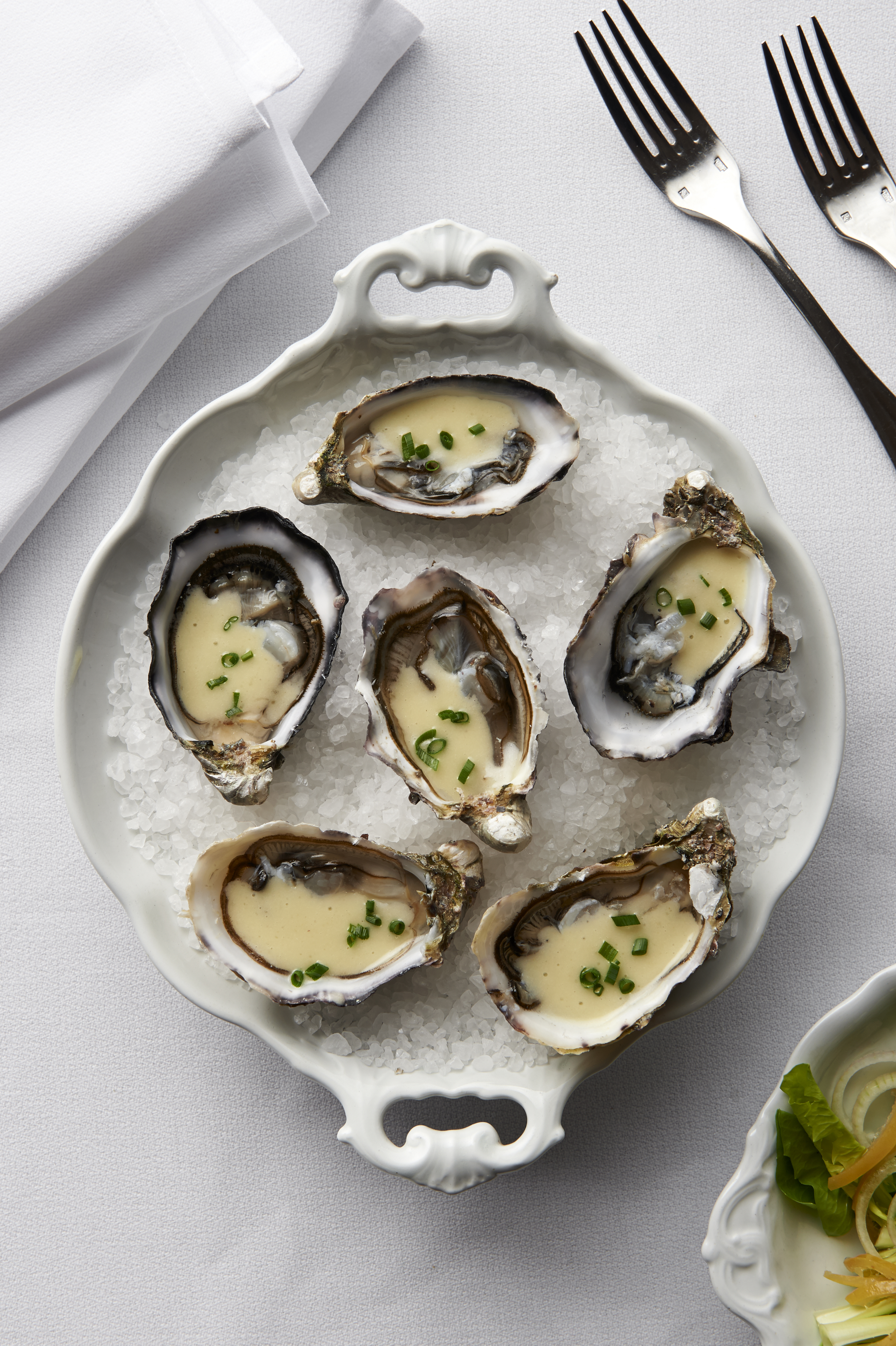 Chicory salad and oysters with preserved lemon