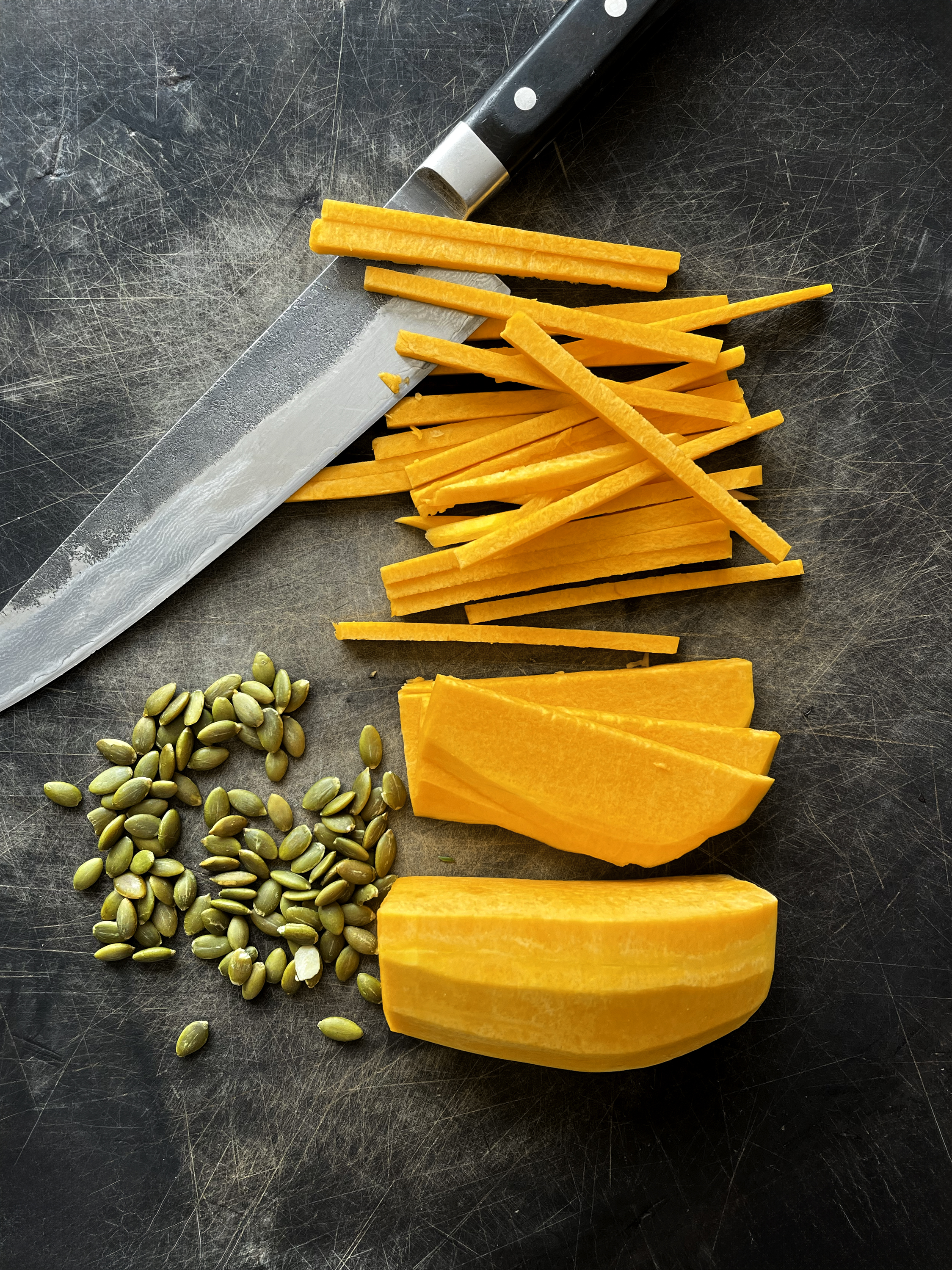 Butternut pumpkin fritters with pumpkin seed paste
