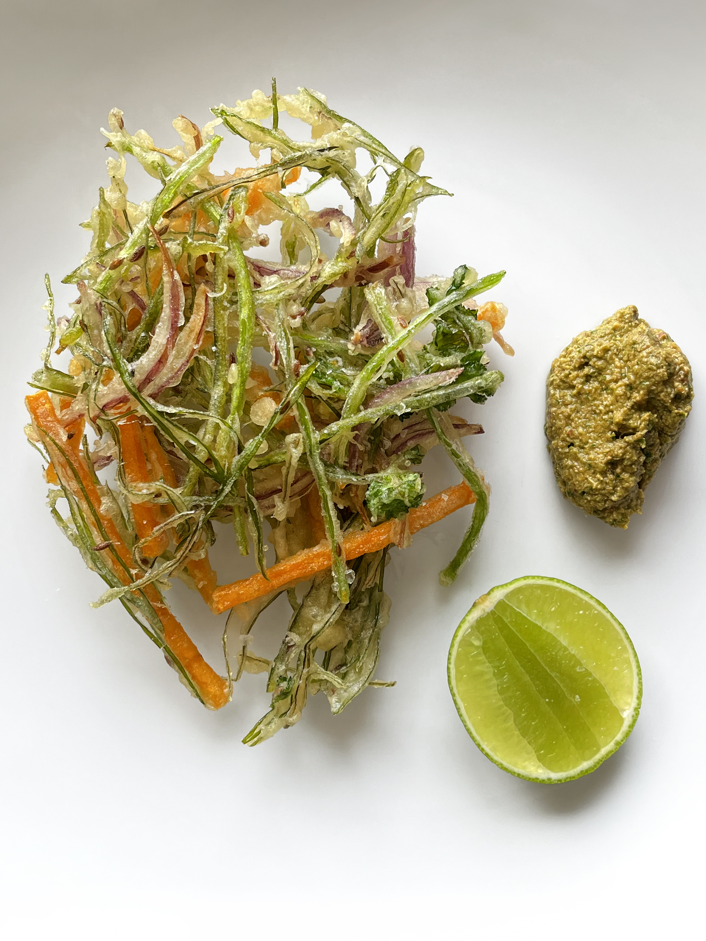 Butternut pumpkin fritters with pumpkin seed paste