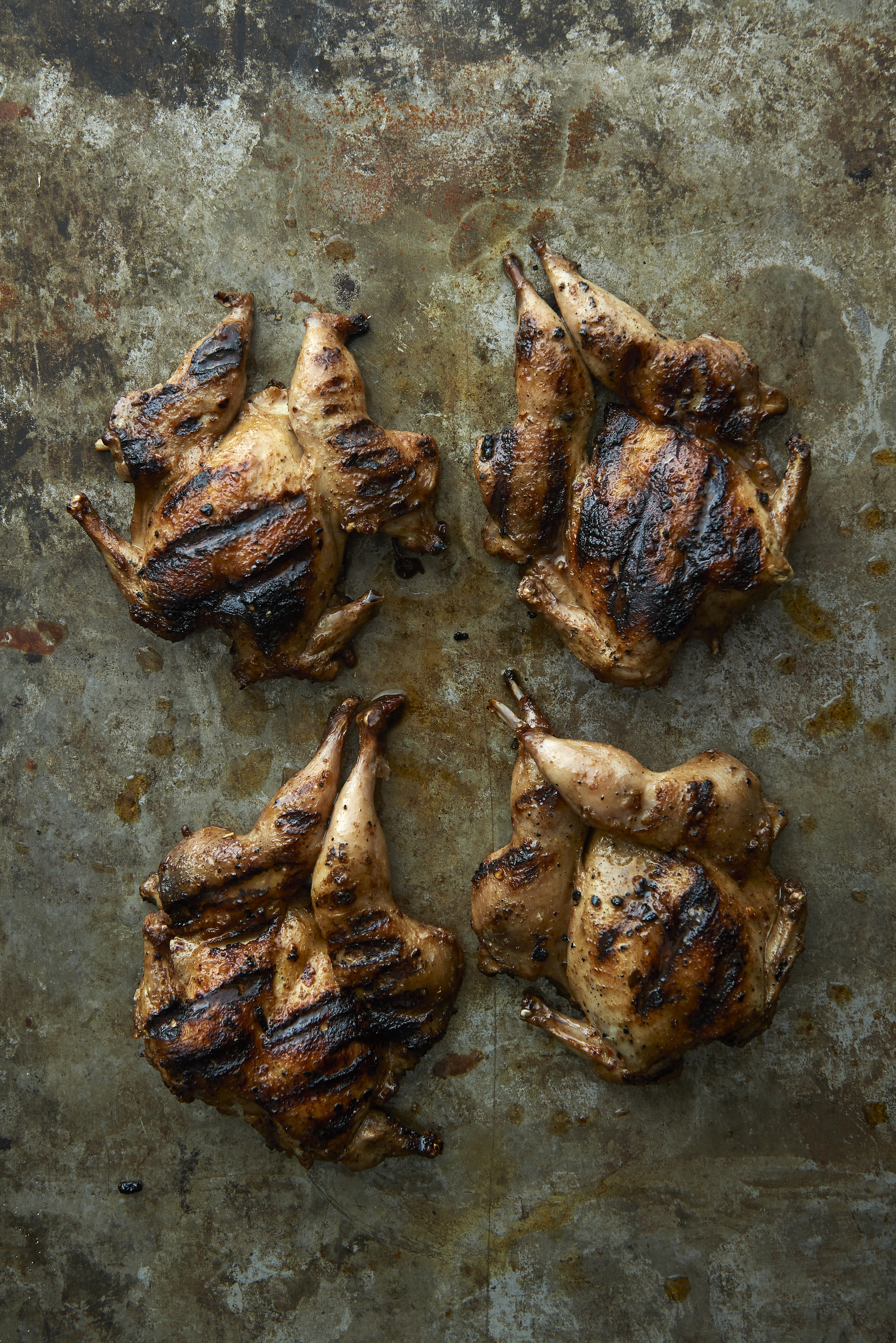 Quail with nectarine and rose petals