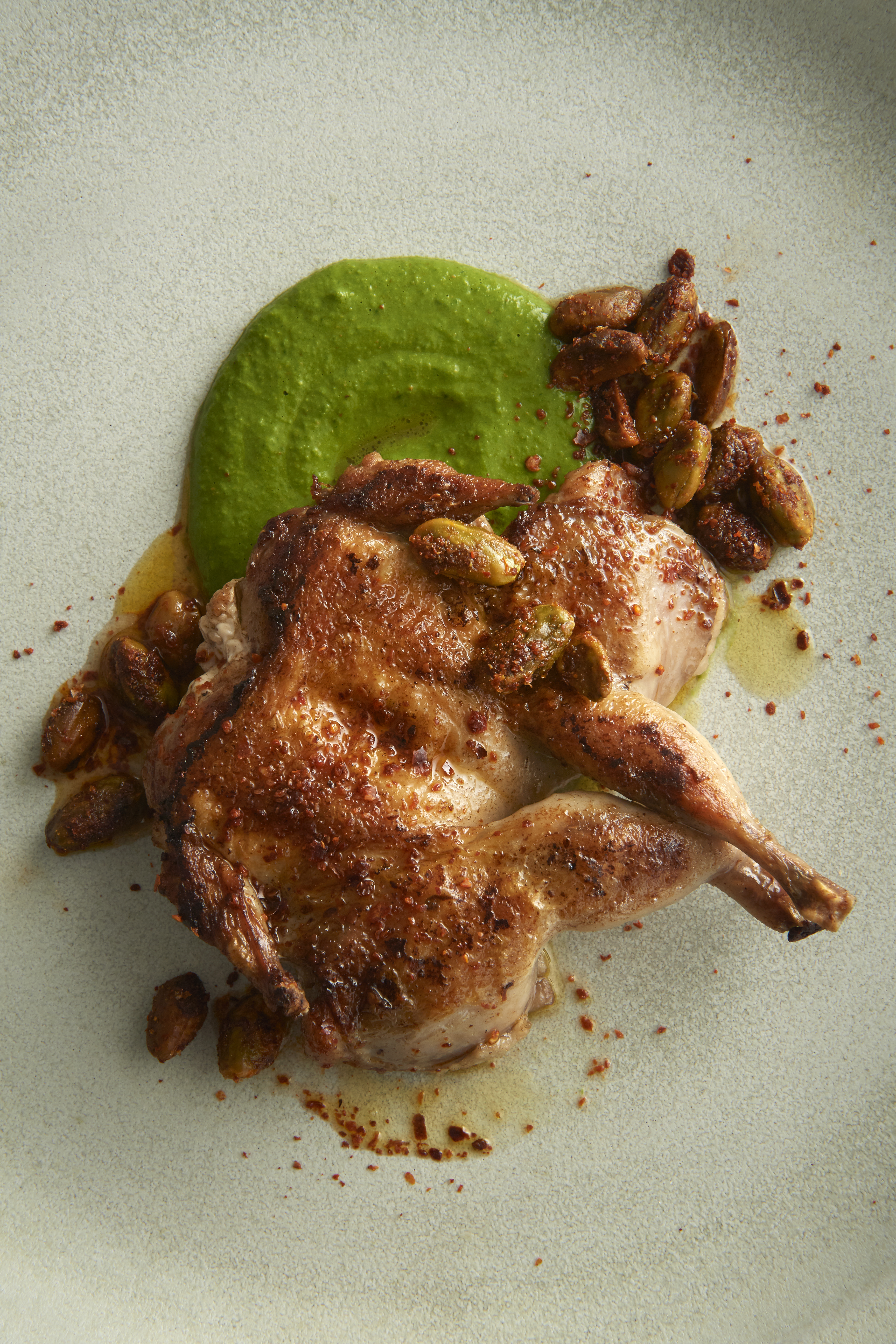 Quail with pistachio sauce
