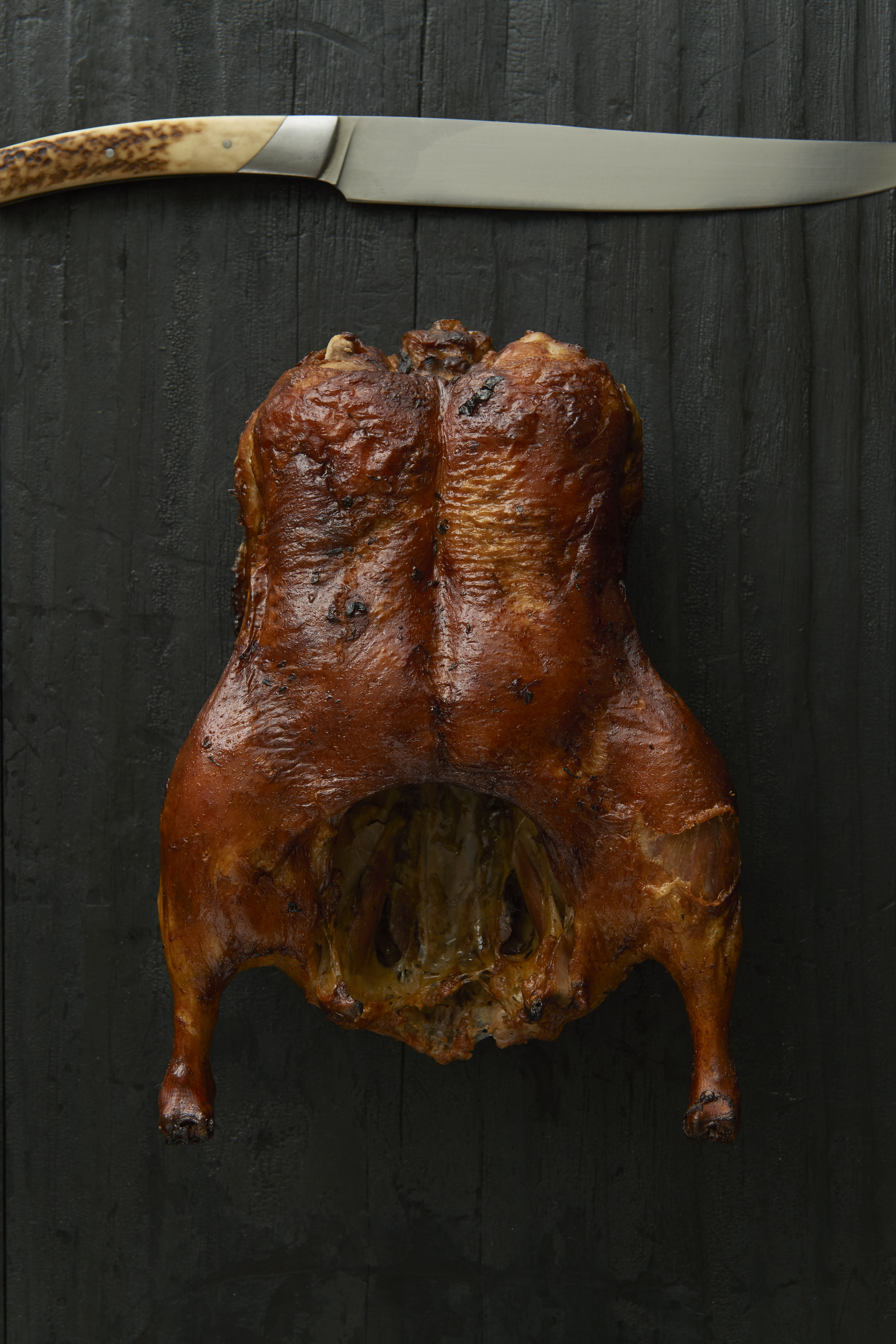 Roast duck with peaches