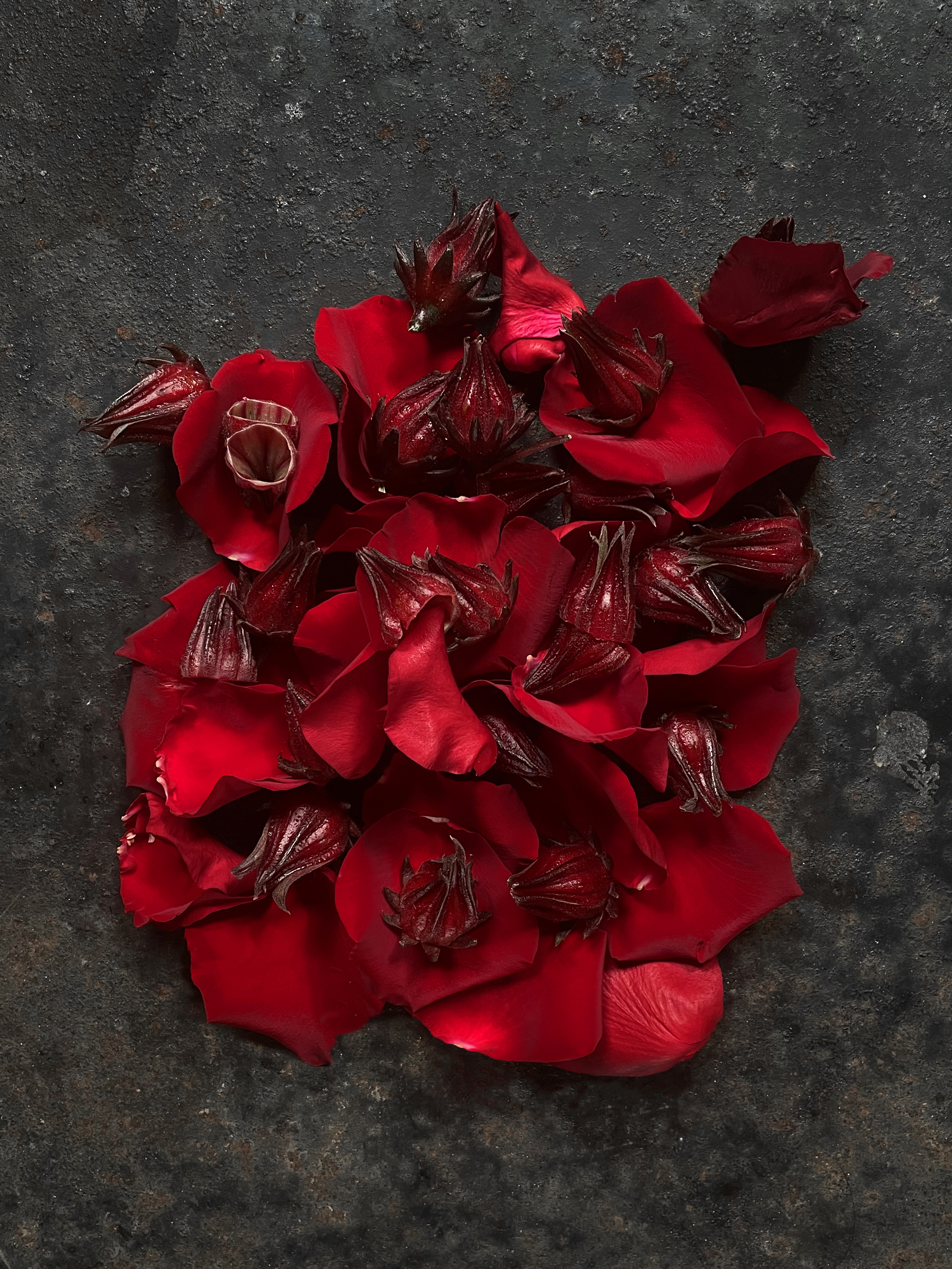 Rosella hibiscus conserve with guava and whipped tahini