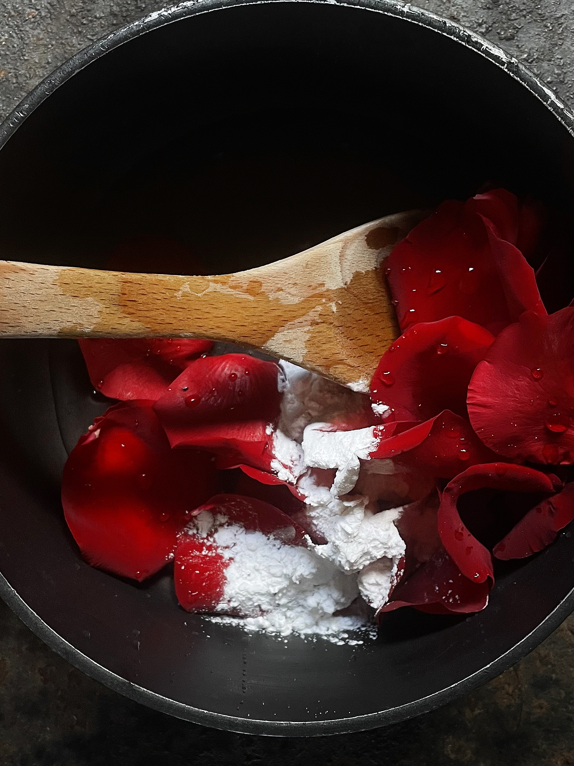 Rosella hibiscus conserve with guava and whipped tahini