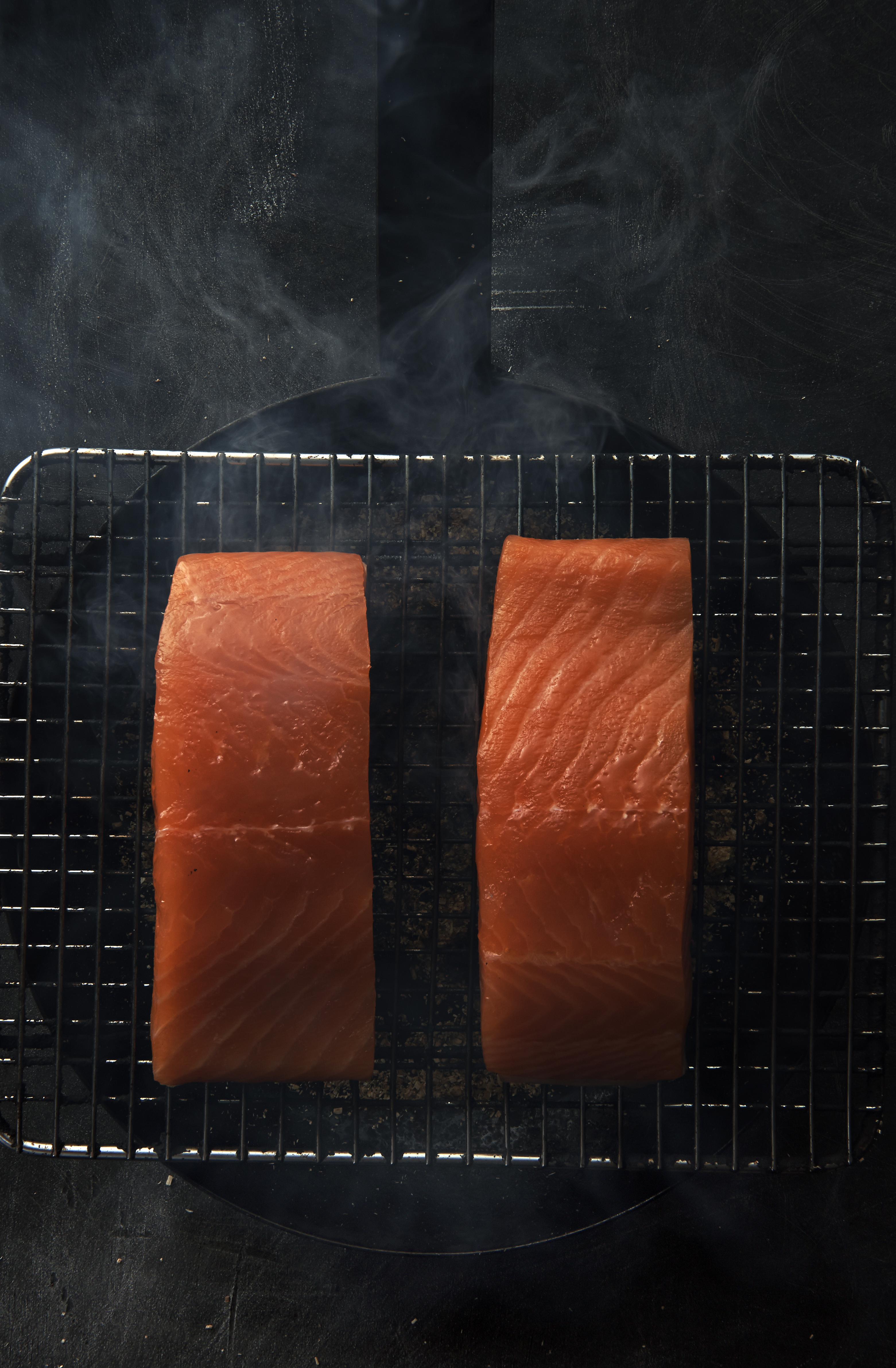 Hot smoked salmon, dill and salted onions