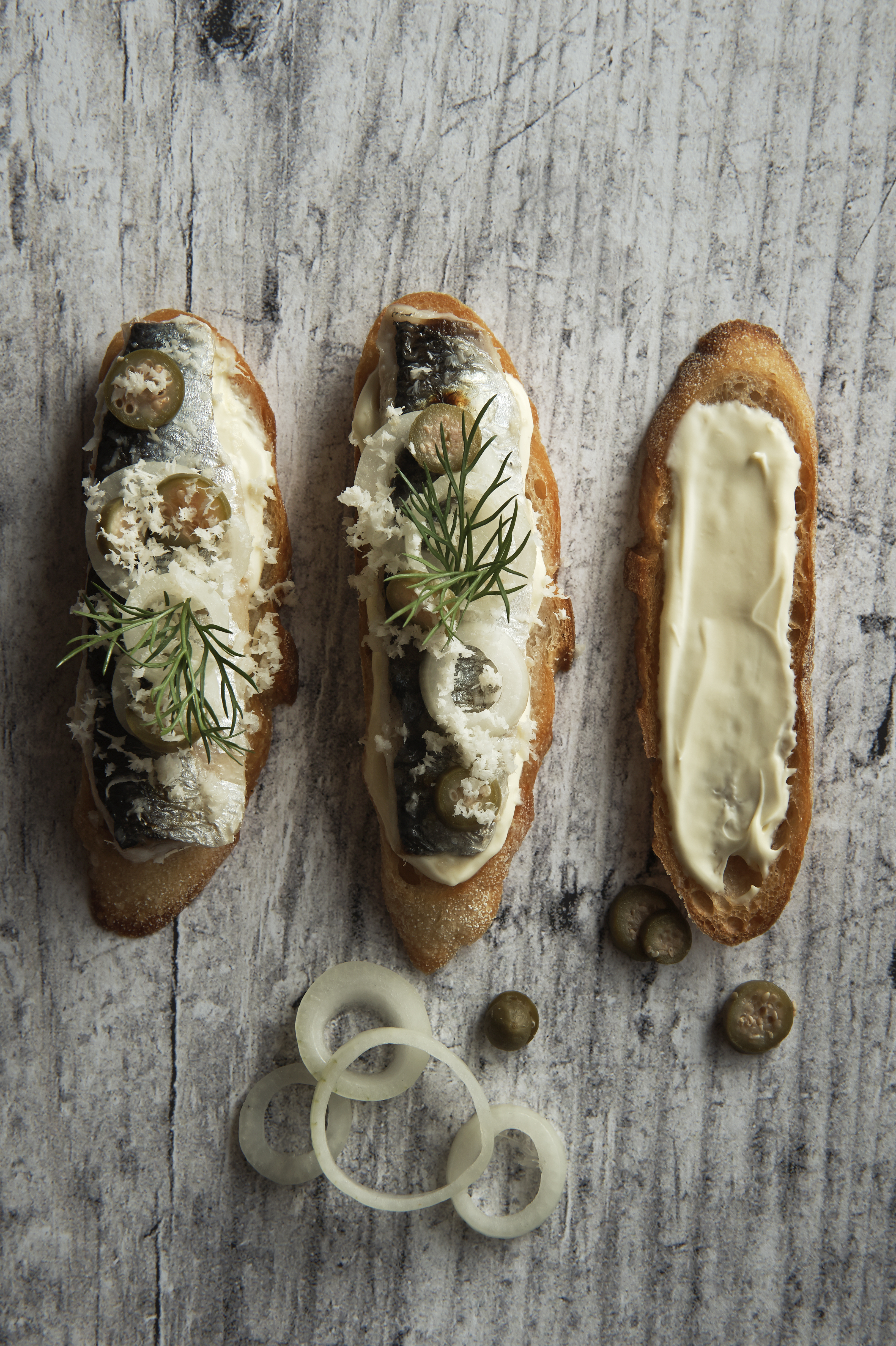 Pickled sardines on toast