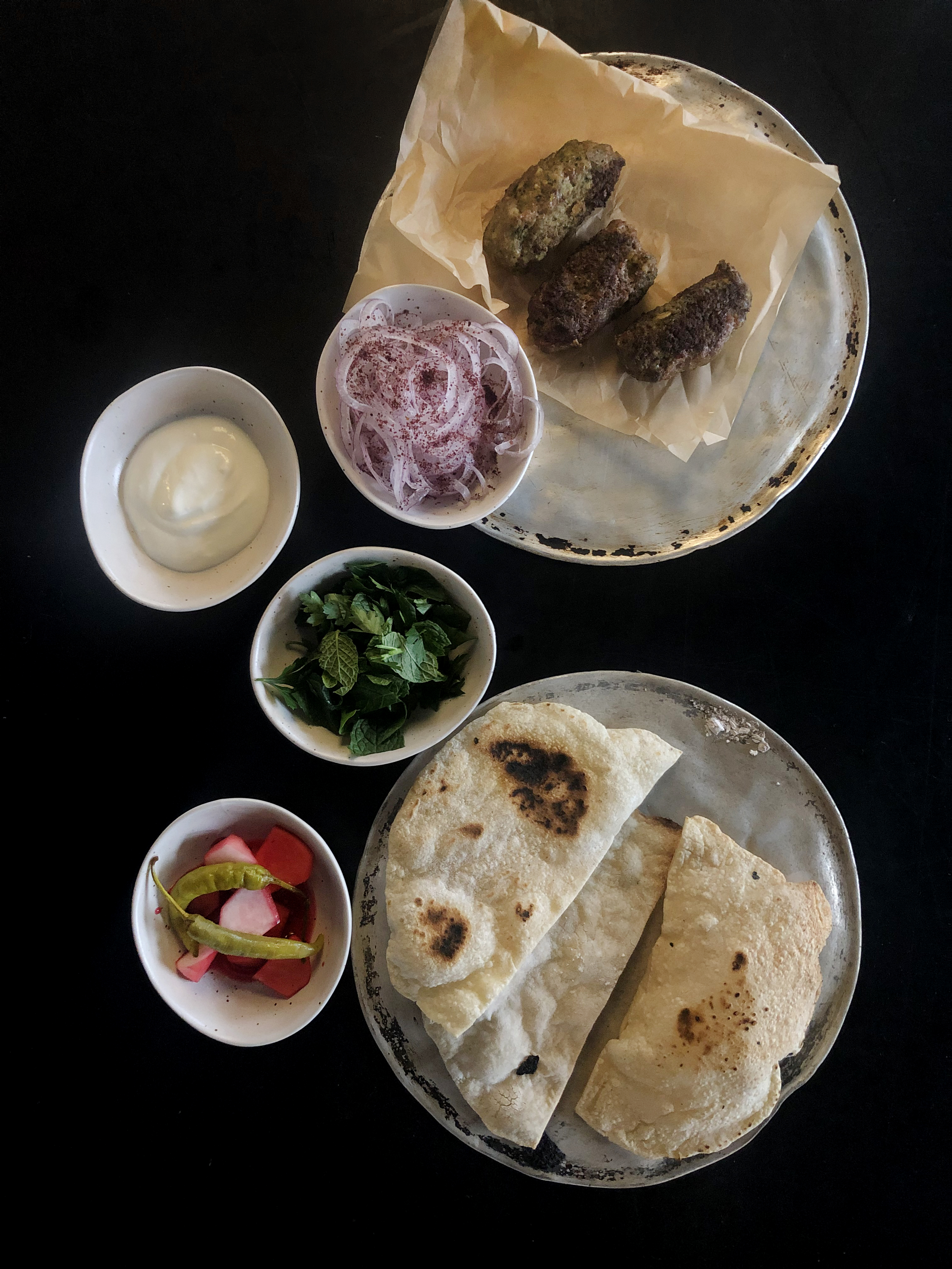 Beef ktzitzot with pickled turnip