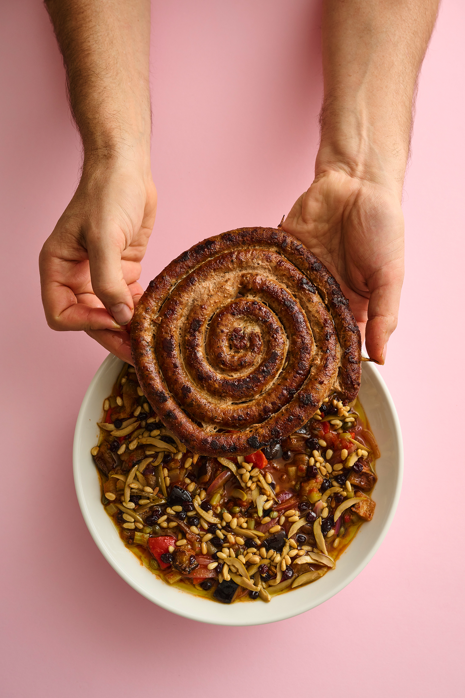 Eggplant caponata with luganega sausage 