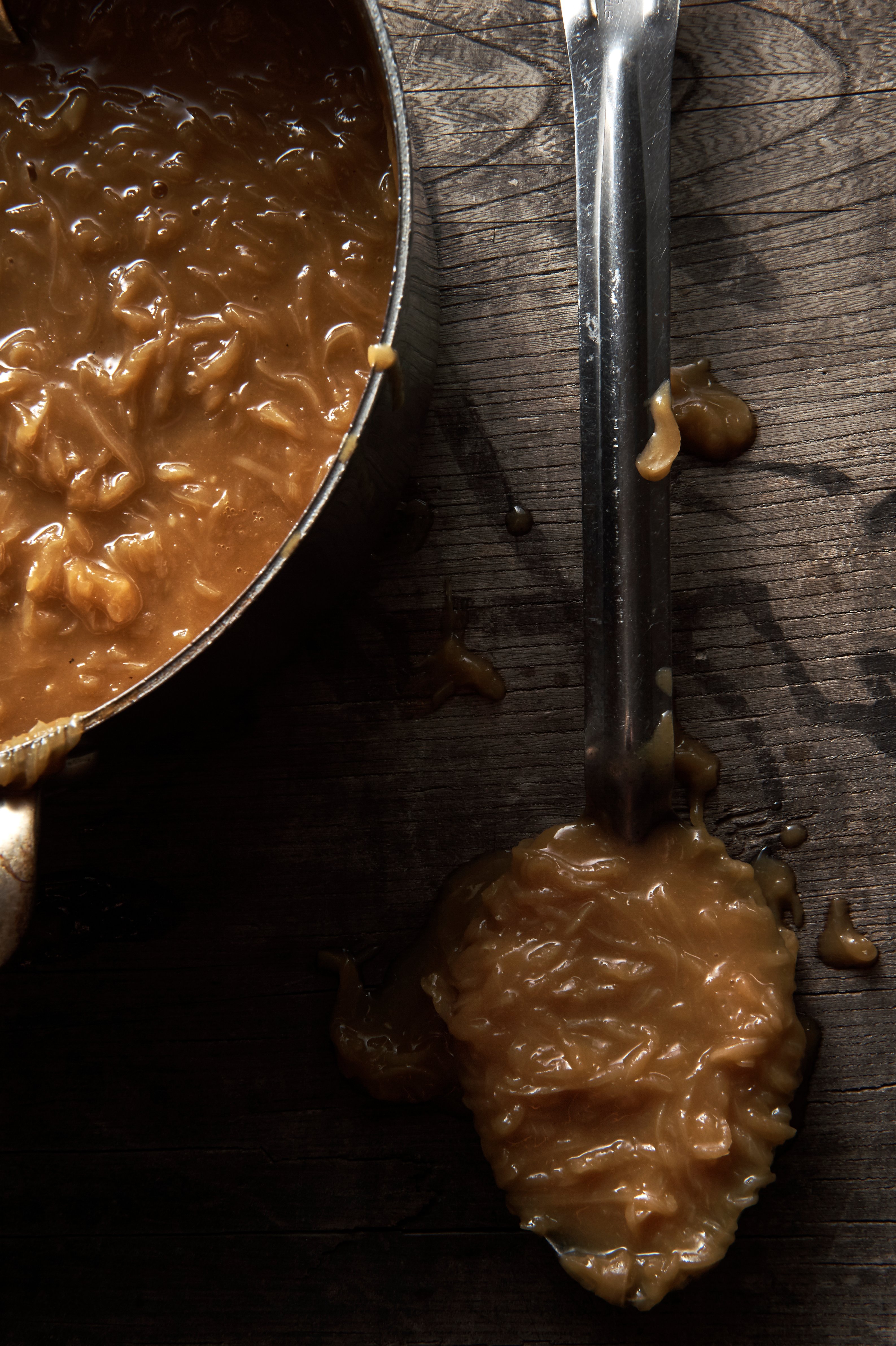 Pork and fennel sausages, onion gravy and mash