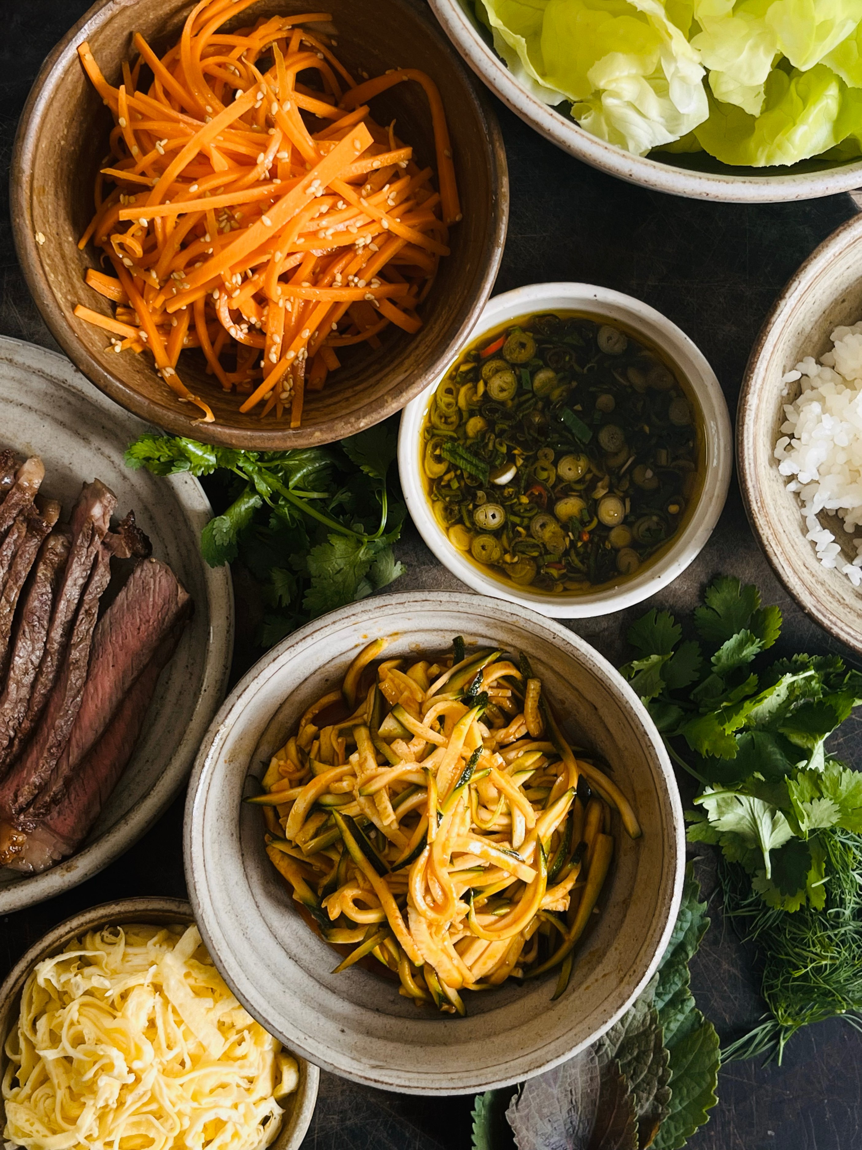 Seared beef lettuce wraps