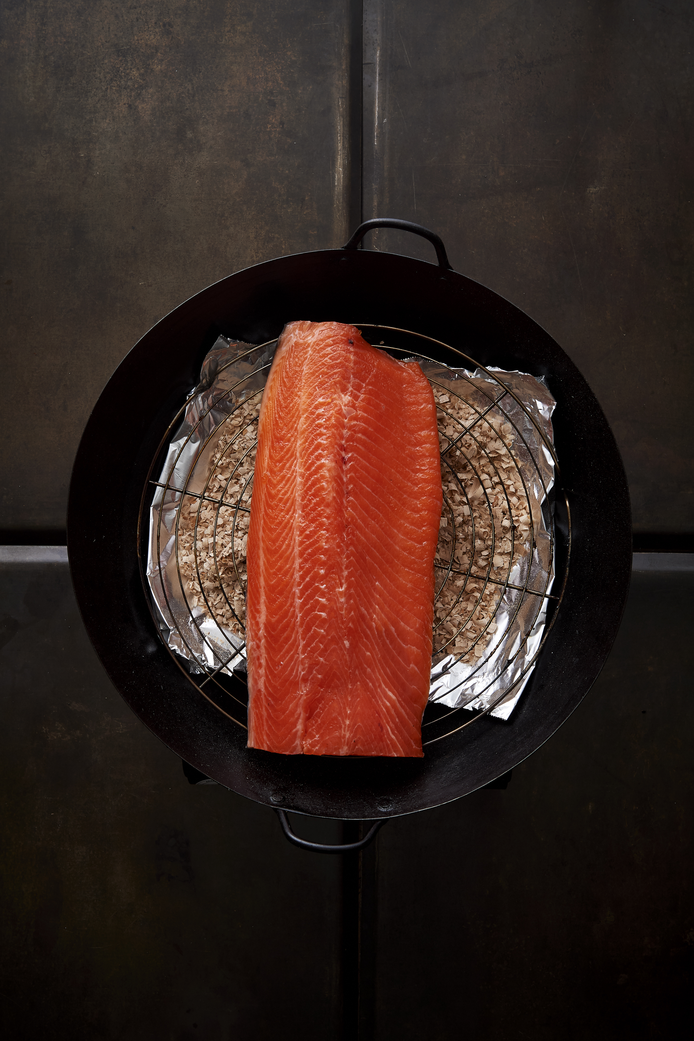 Hot-smoked ocean trout with green salad