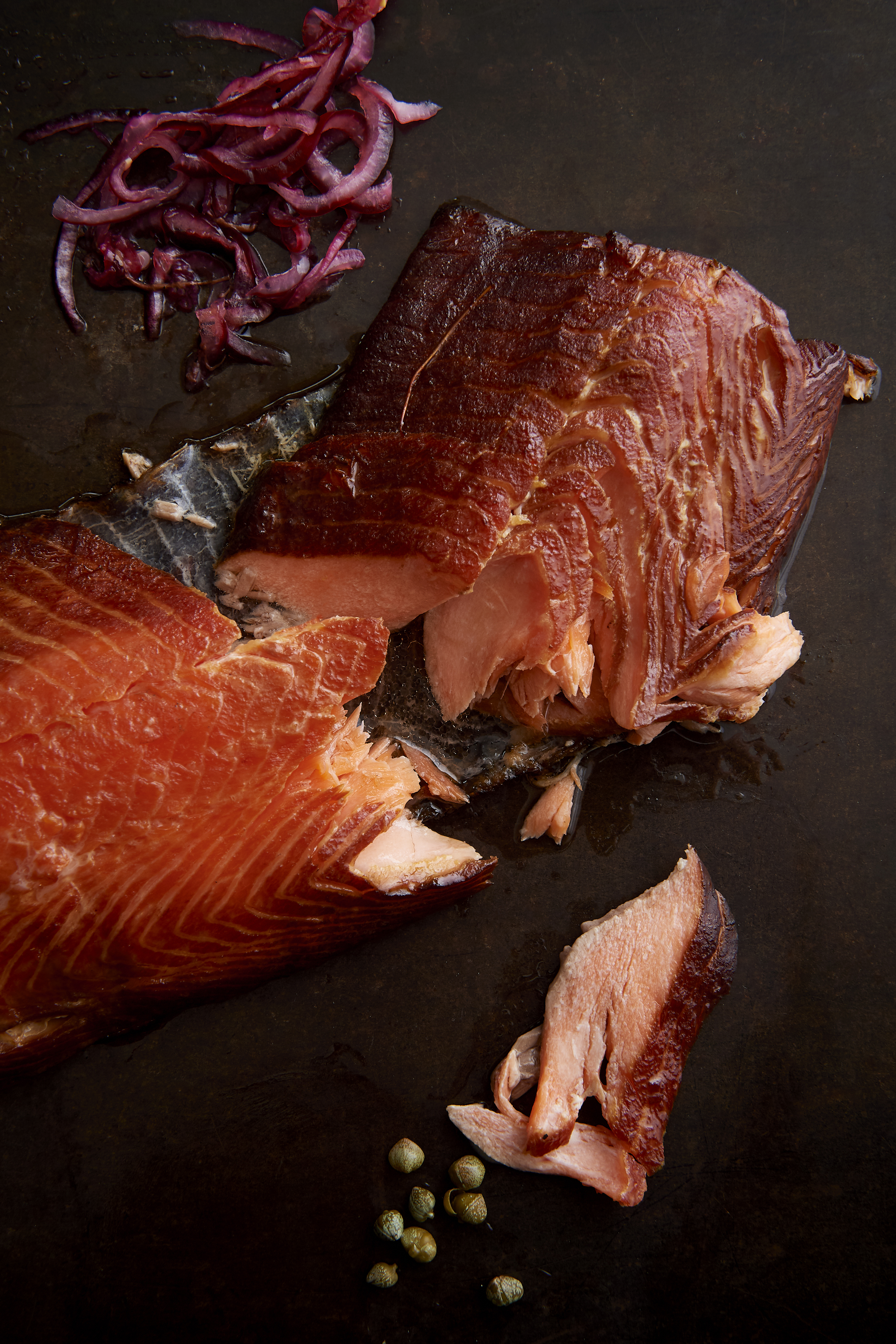 Hot-smoked ocean trout with green salad