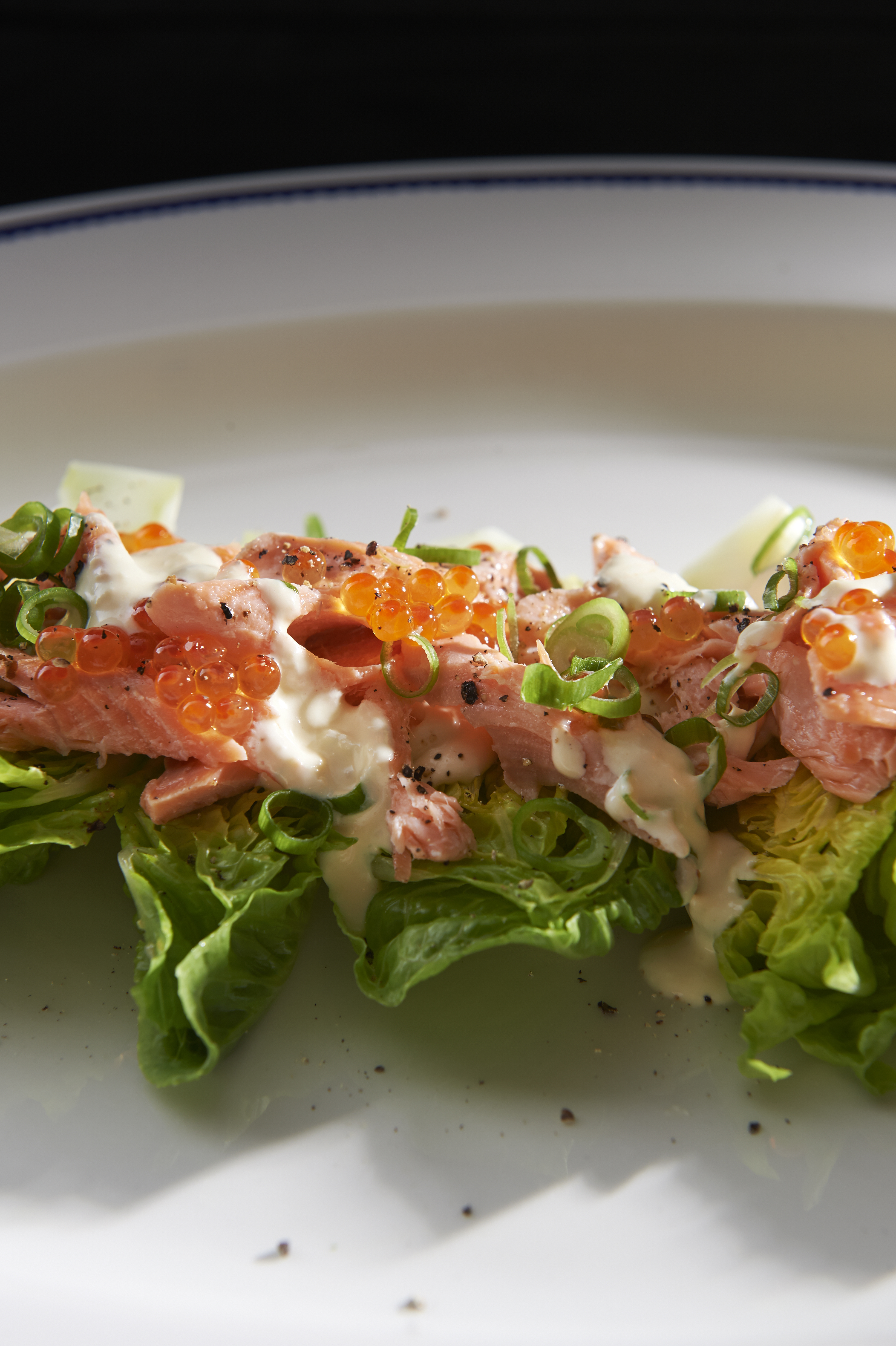 Cos lettuce and smoked trout salad