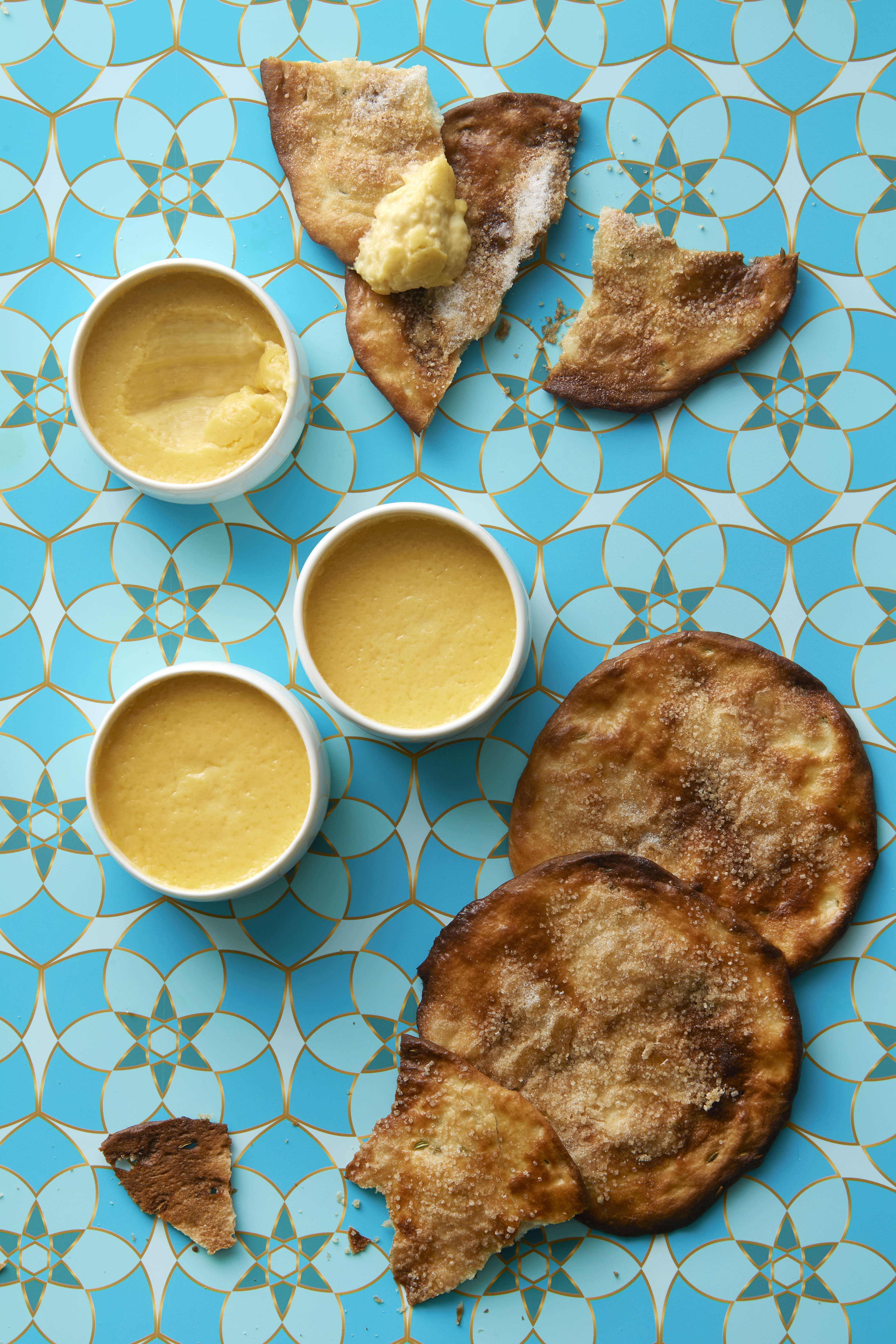 Fennel tortas and lemon pot de crème