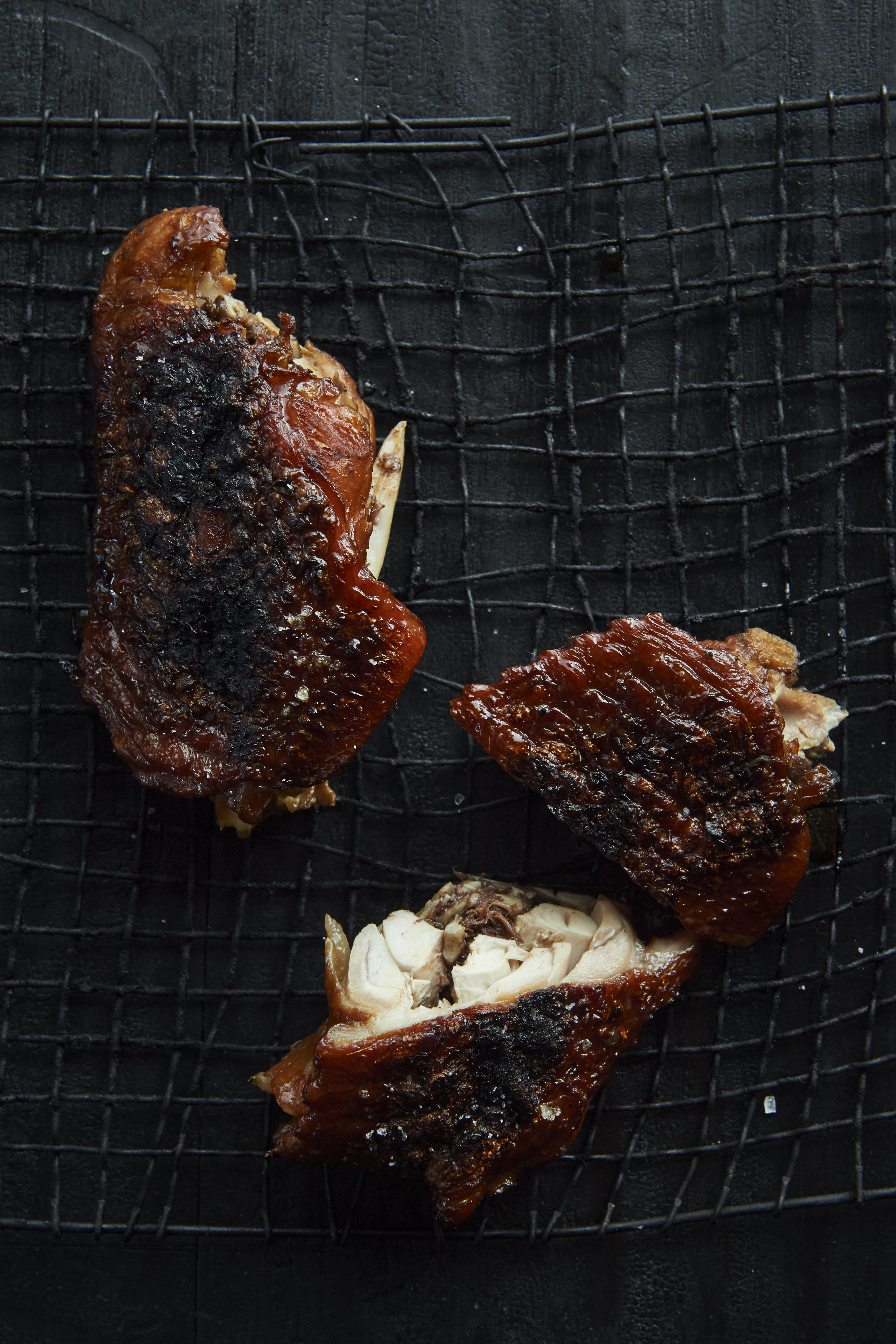 Twice-cooked turkey wings with black pudding and shiitake mushrooms