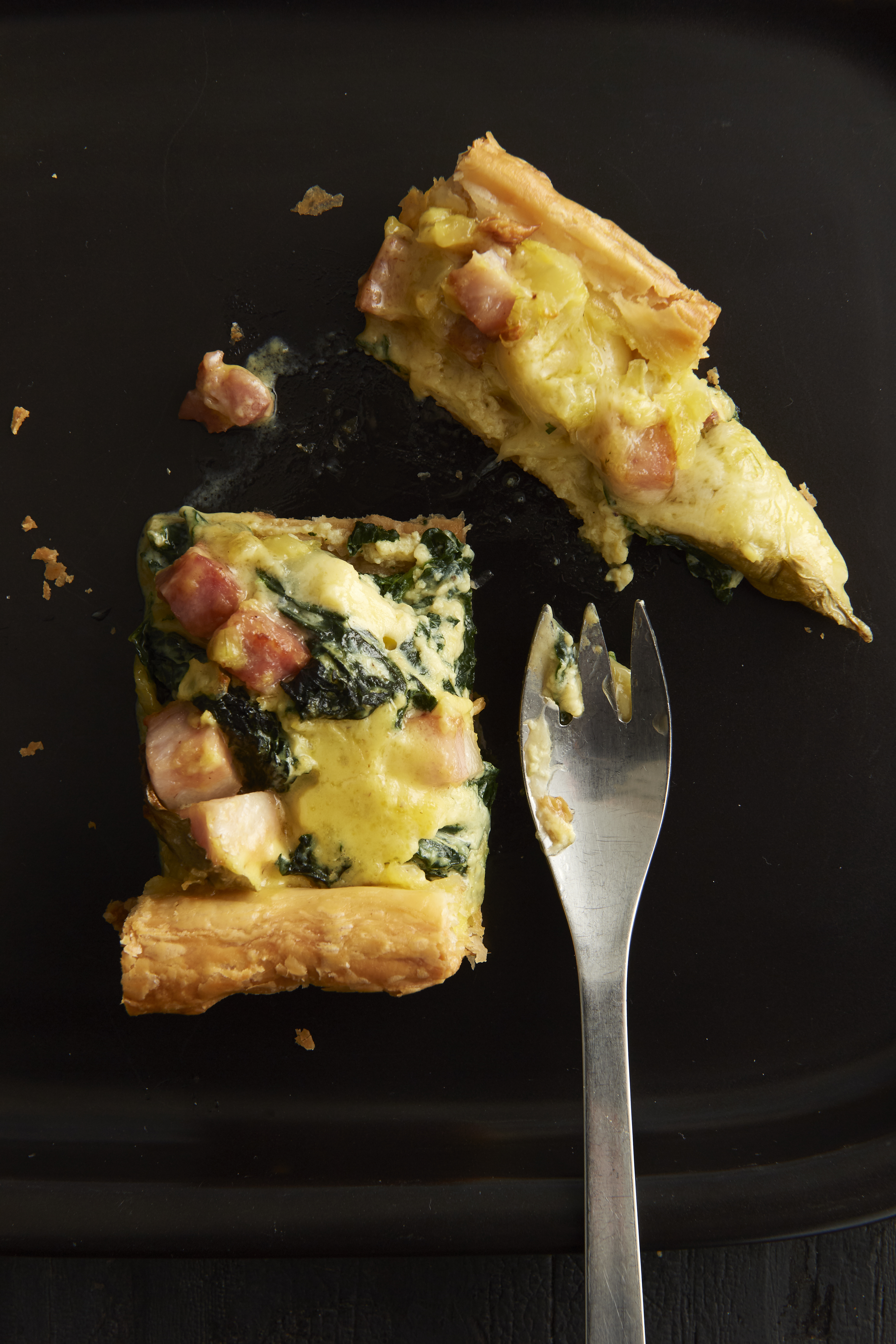 Smoked bacon and sorrel tart