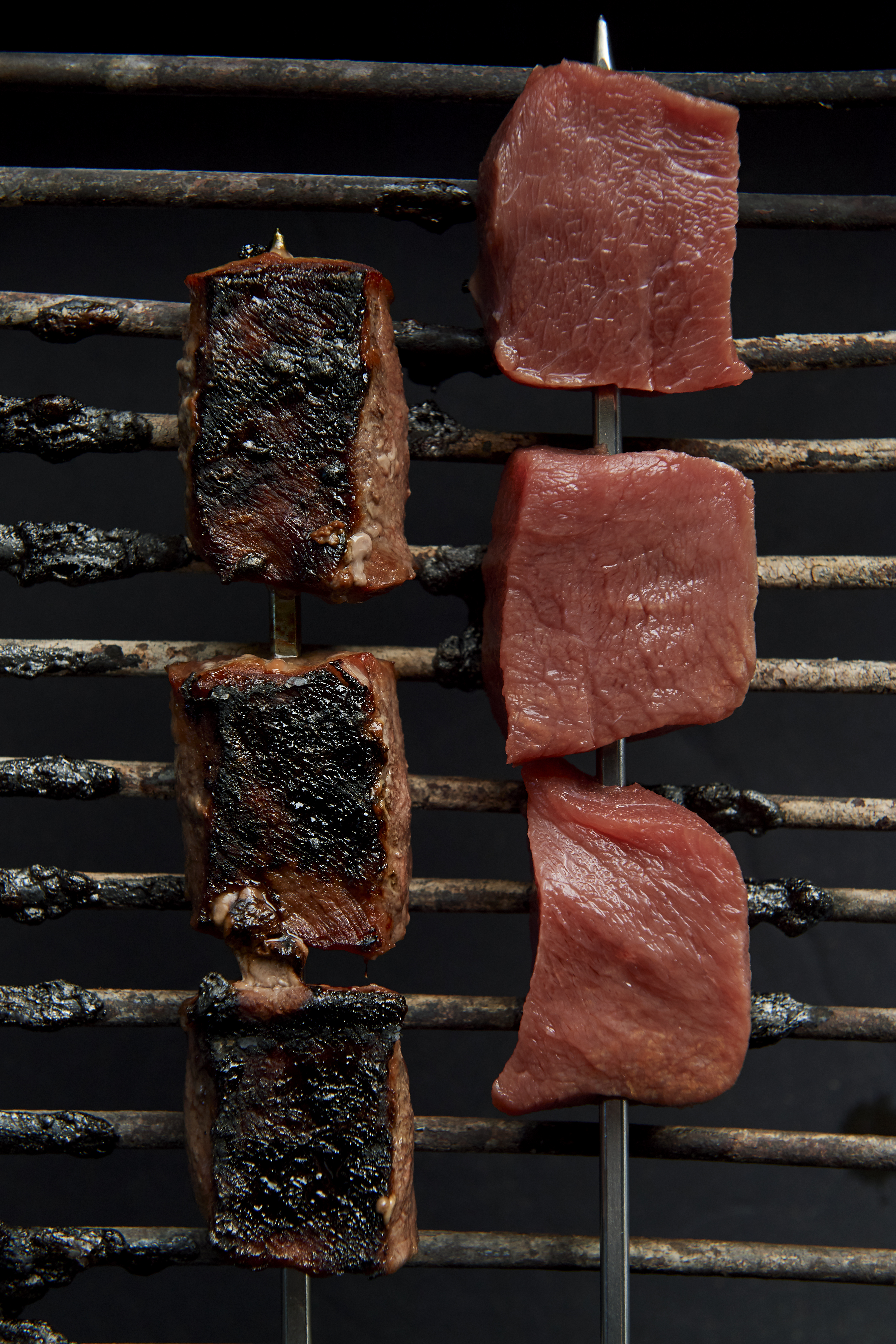 Grilled wild deer with pomegranate, fig and mustard leaf
